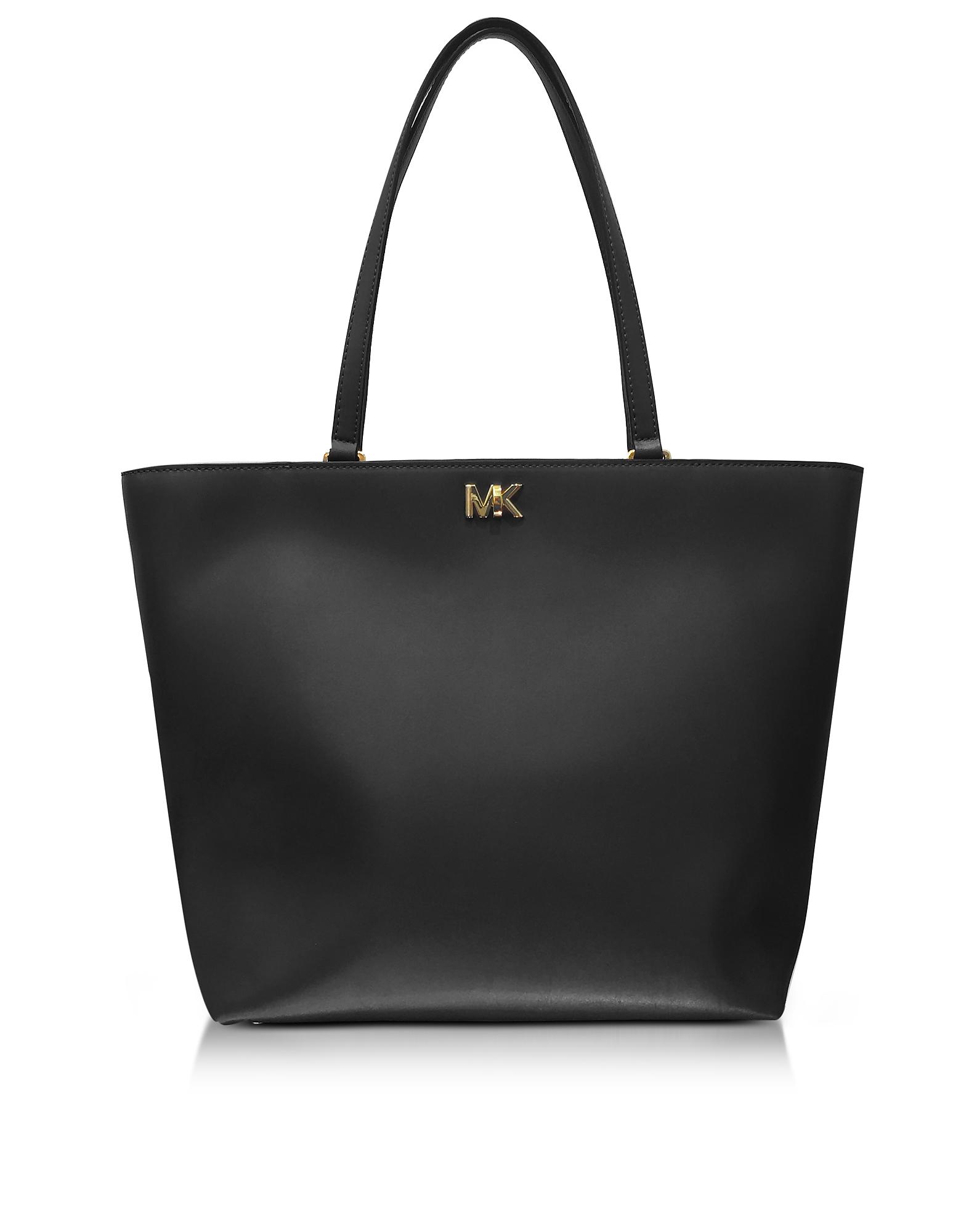 Lyst - Michael Kors Mott Medium Black Leather Tote Bag in Black