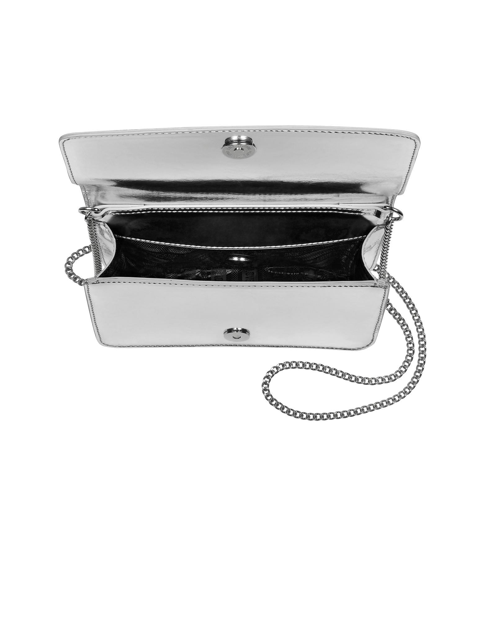 Love Moschino Evening Bag Silver Eco-leather Clutch W/chain Strap in Metallic - Lyst