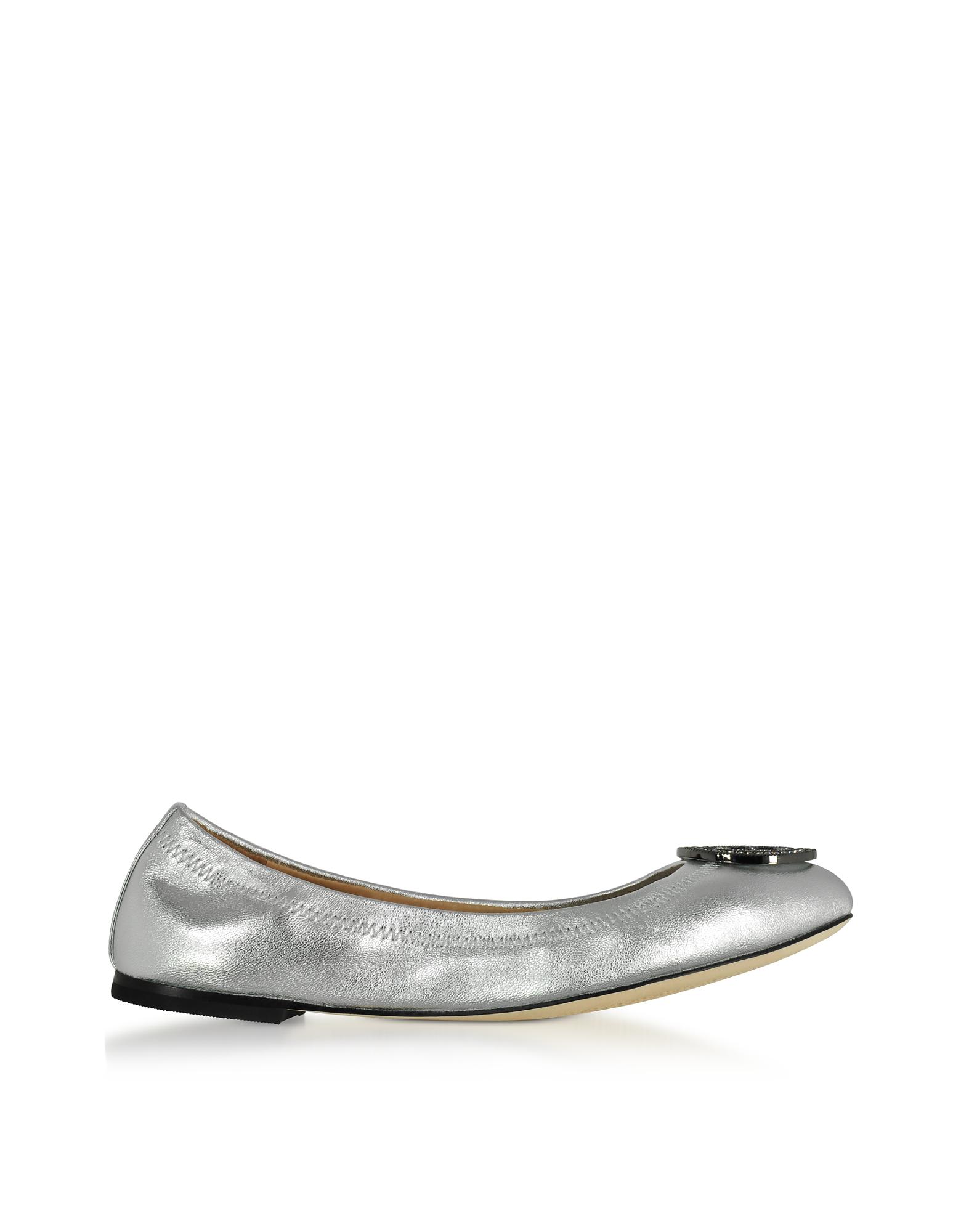 tory burch silver metallic flats