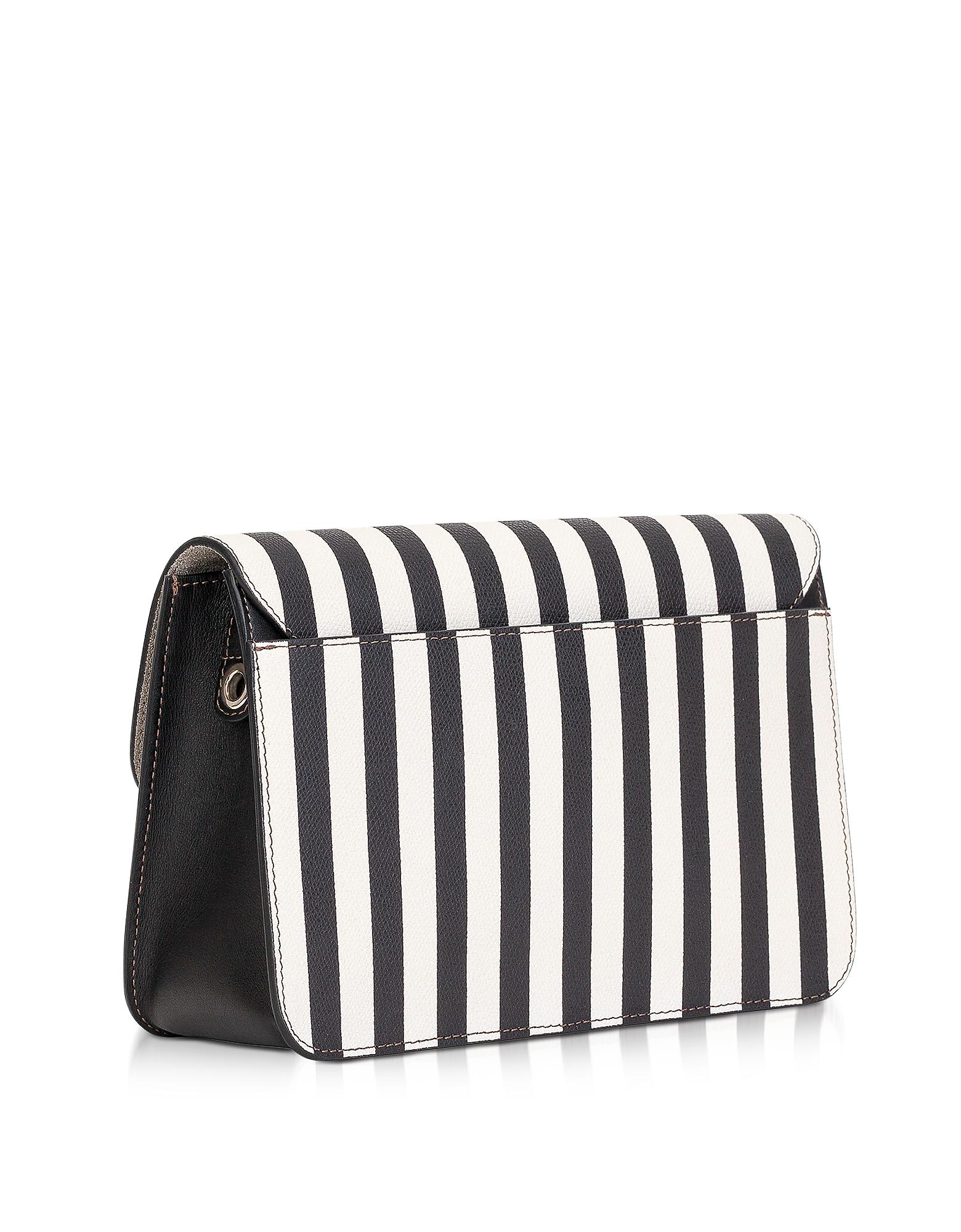 Furla Black And White Striped Leather Metropolis Small Shoulder Bag - Lyst