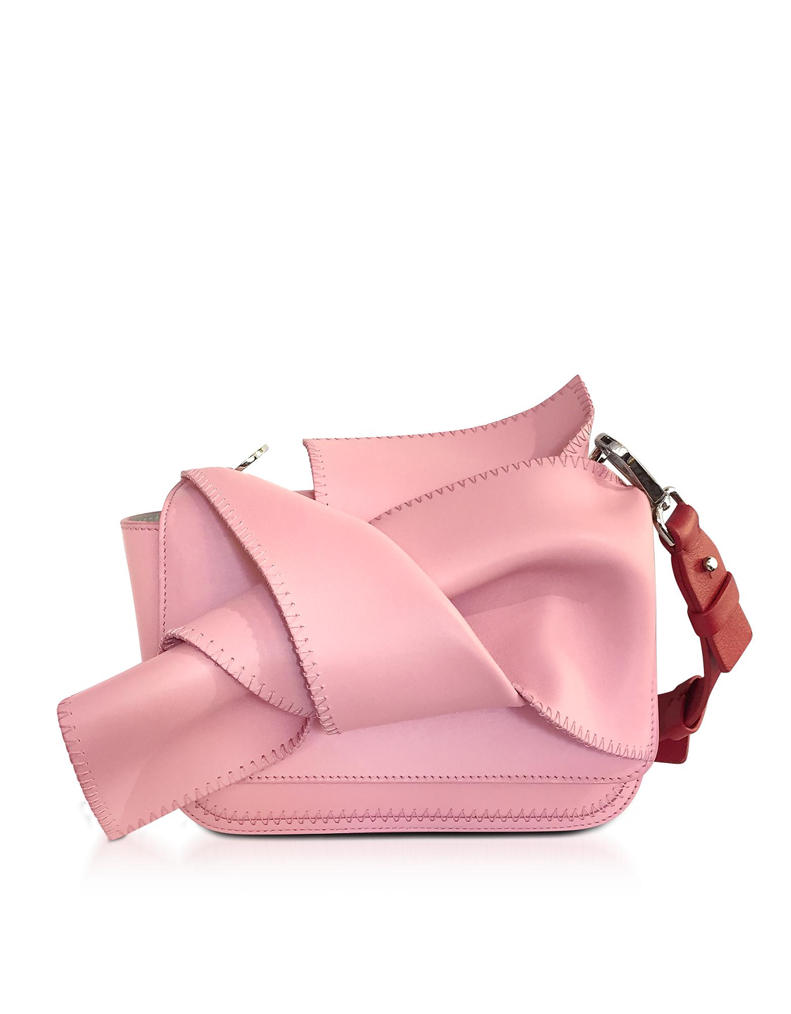 N°21 Small Pink Leather Bow Shoulder Bag W/red Leather Shoulder Strap - Lyst
