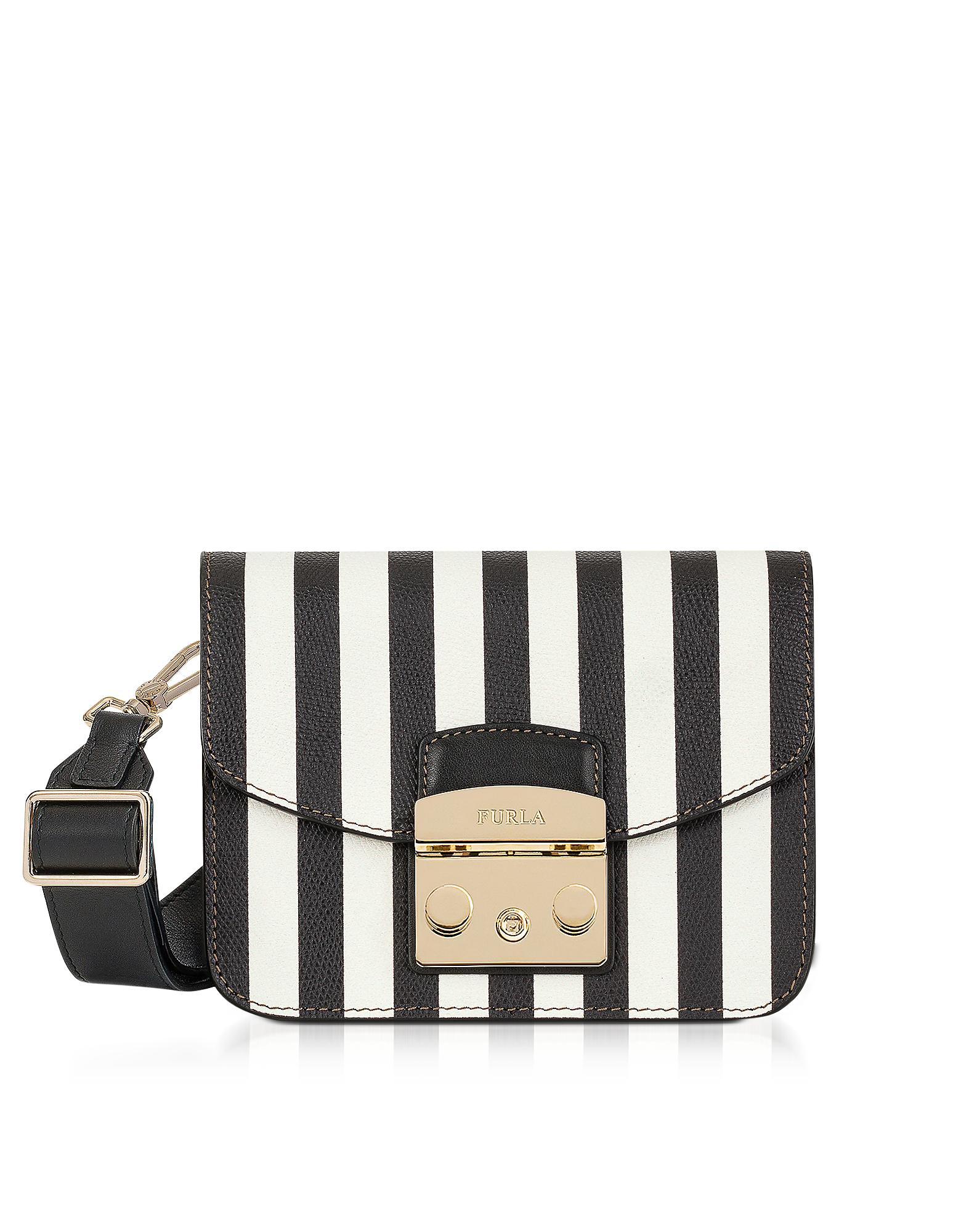 black and white striped crossbody bag