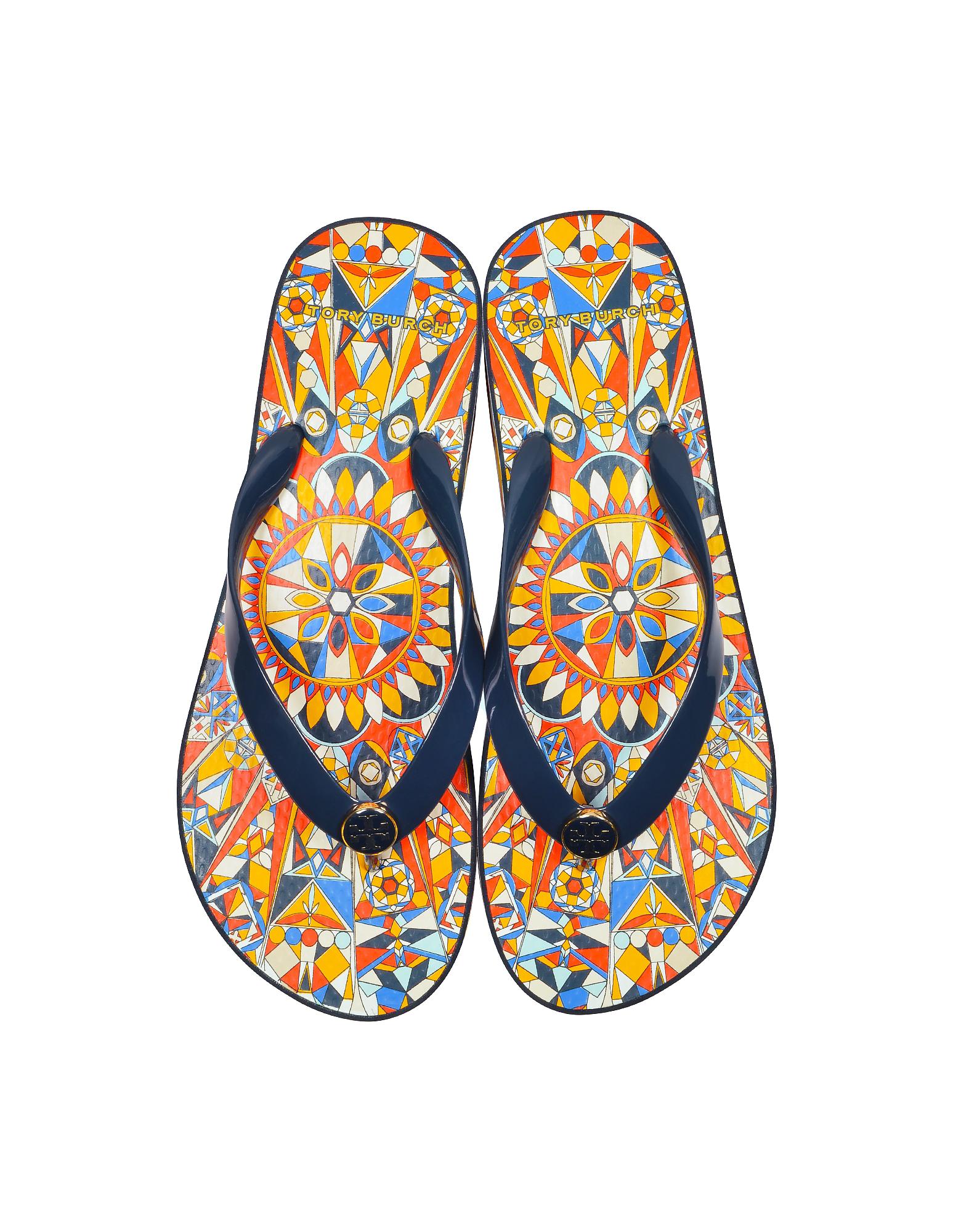 navy blue tory burch flip flops