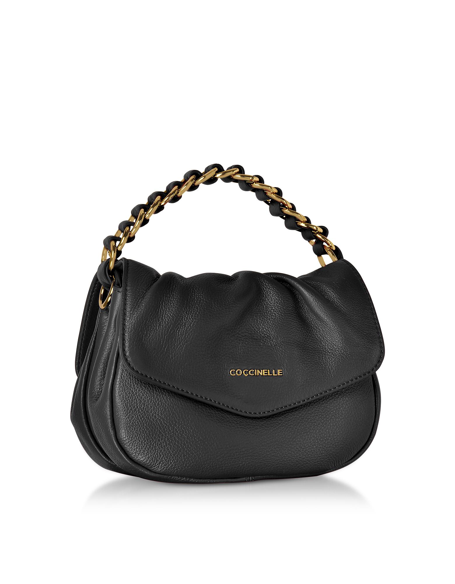 coccinelle black leather bag