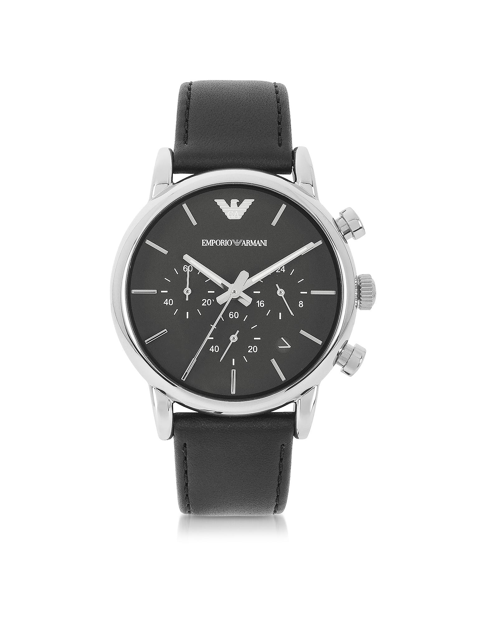 Emporio armani Chronograph Men's Watch in Black for Men | Lyst