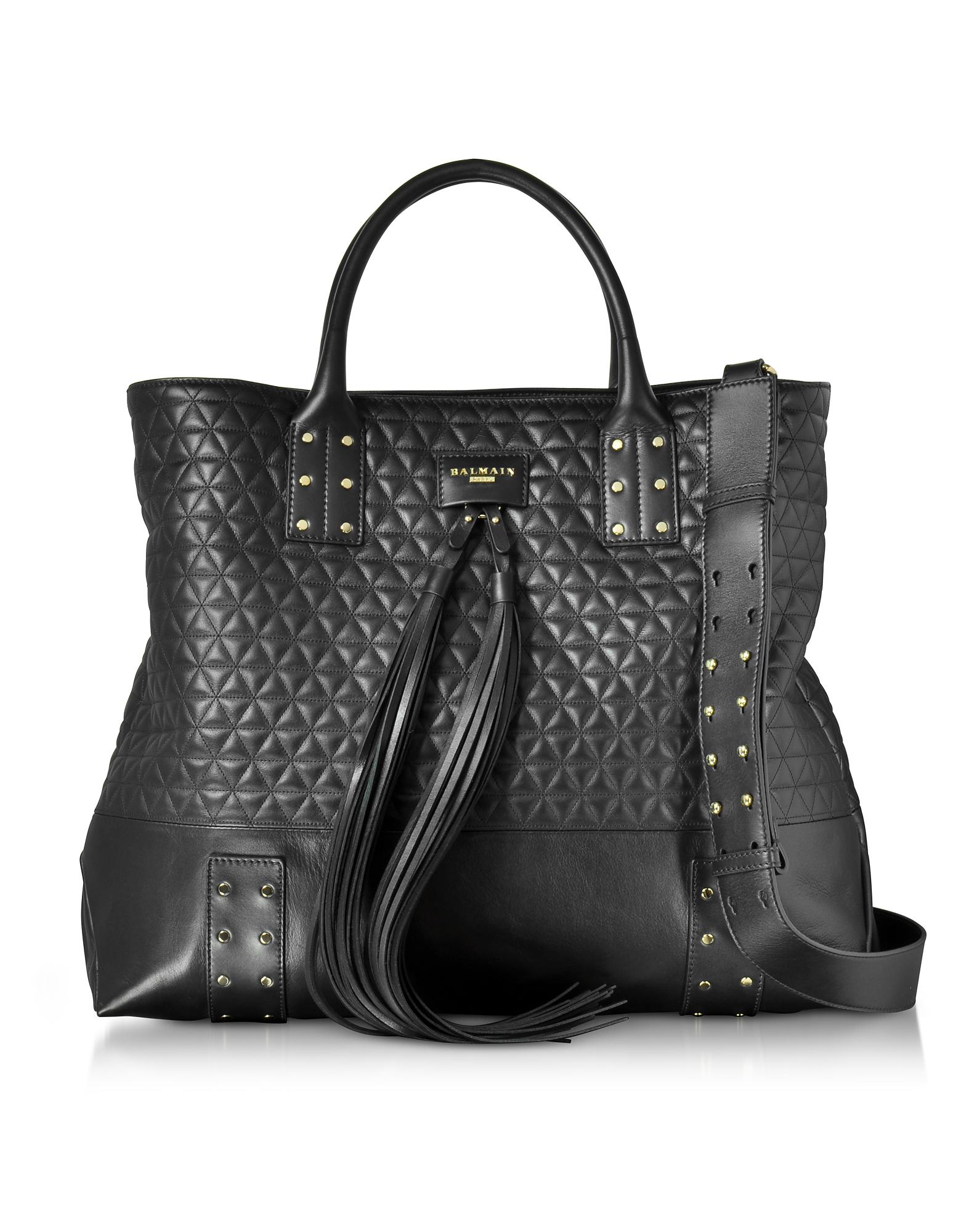 Balmain Domaine Black Quilted Leather Men's Tote Bag in Black for Men ...