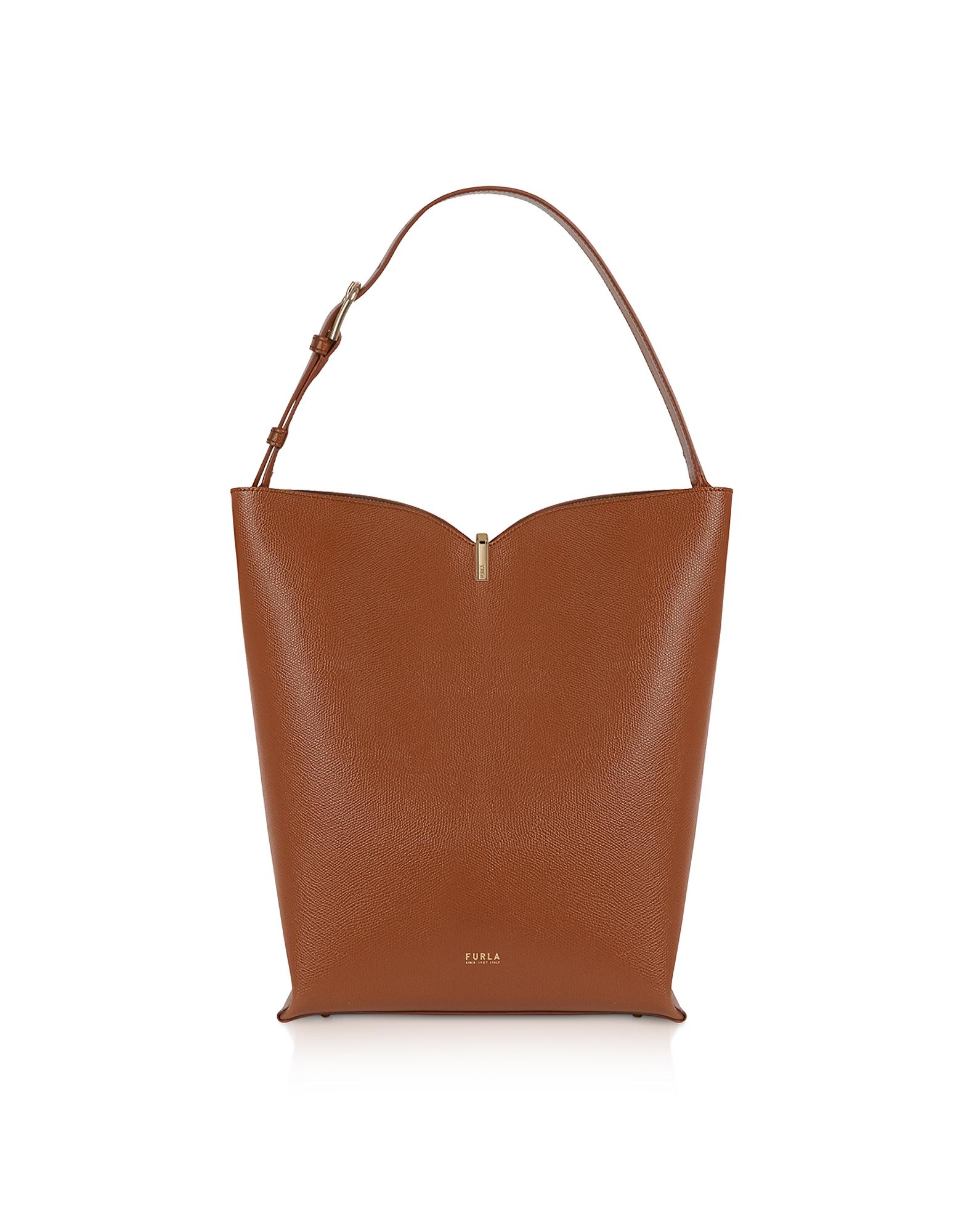 Furla Leather Ribbon M Hobo Bag in Cognac (Brown) - Lyst