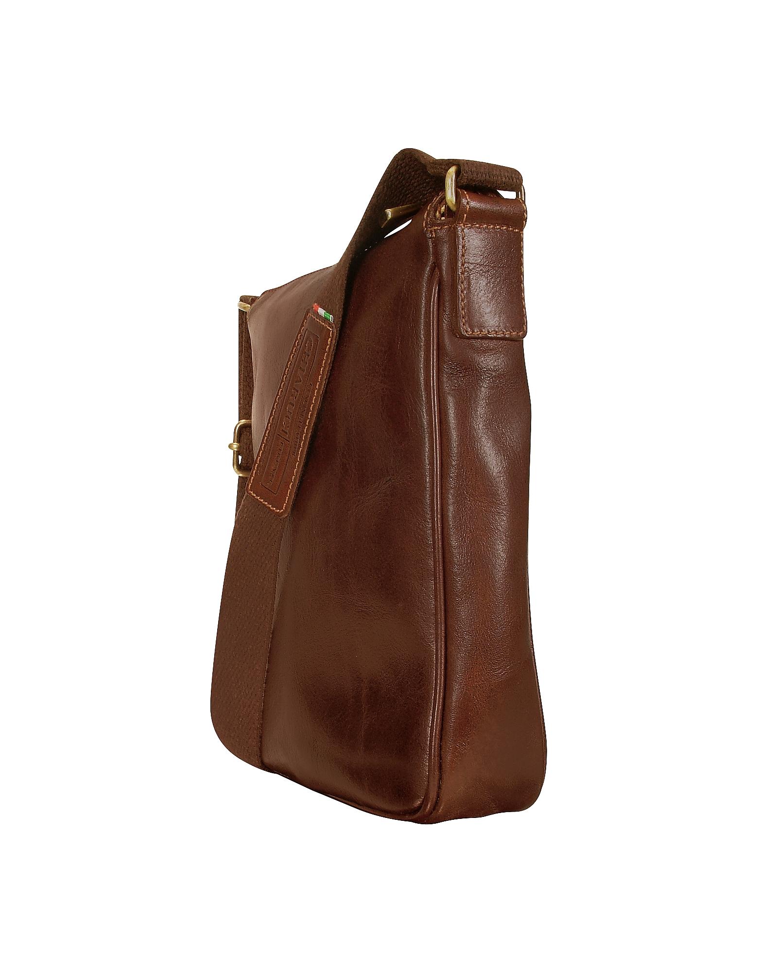 Chiarugi Zip-Up Leather Cross-Body Bag in Brown for Men - Lyst