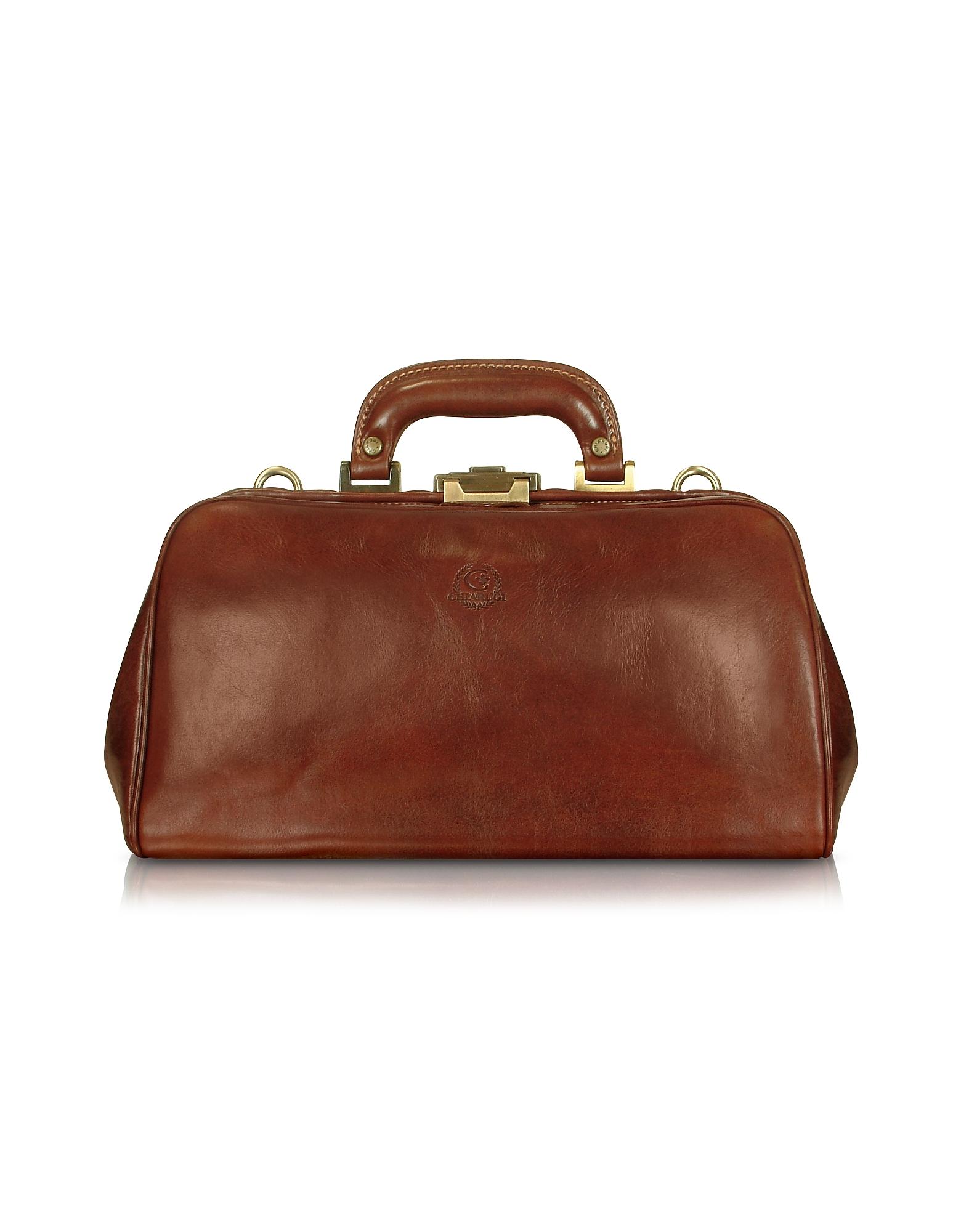 Chiarugi Handmade Brown Genuine Leather Doctor Bag in Brown | Lyst