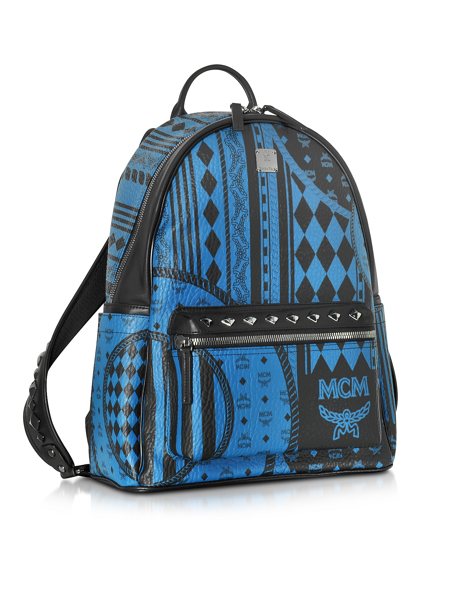 Lyst - Mcm Stark Baroque Print Munich Blue Medium Backpack in Blue