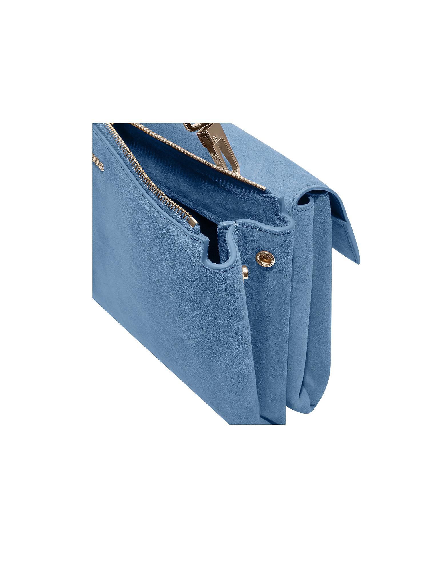 pale blue suede clutch bag