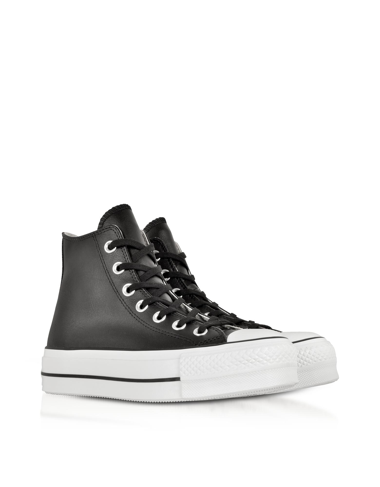 Converse Chuck Taylor All Star Lift Clean Black Leather High Top Platform Sneakers - Lyst