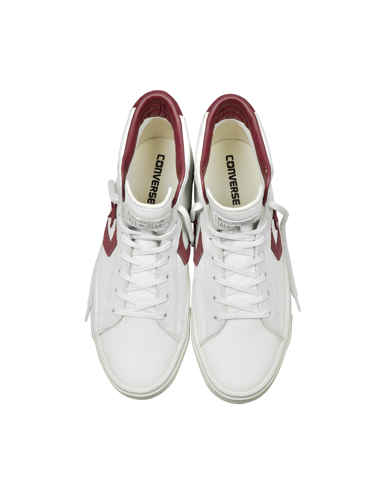 Converse Pro Leather Vulc Mid Distressed White Leather And Burgundy Suede  Sneakers for Men - Lyst