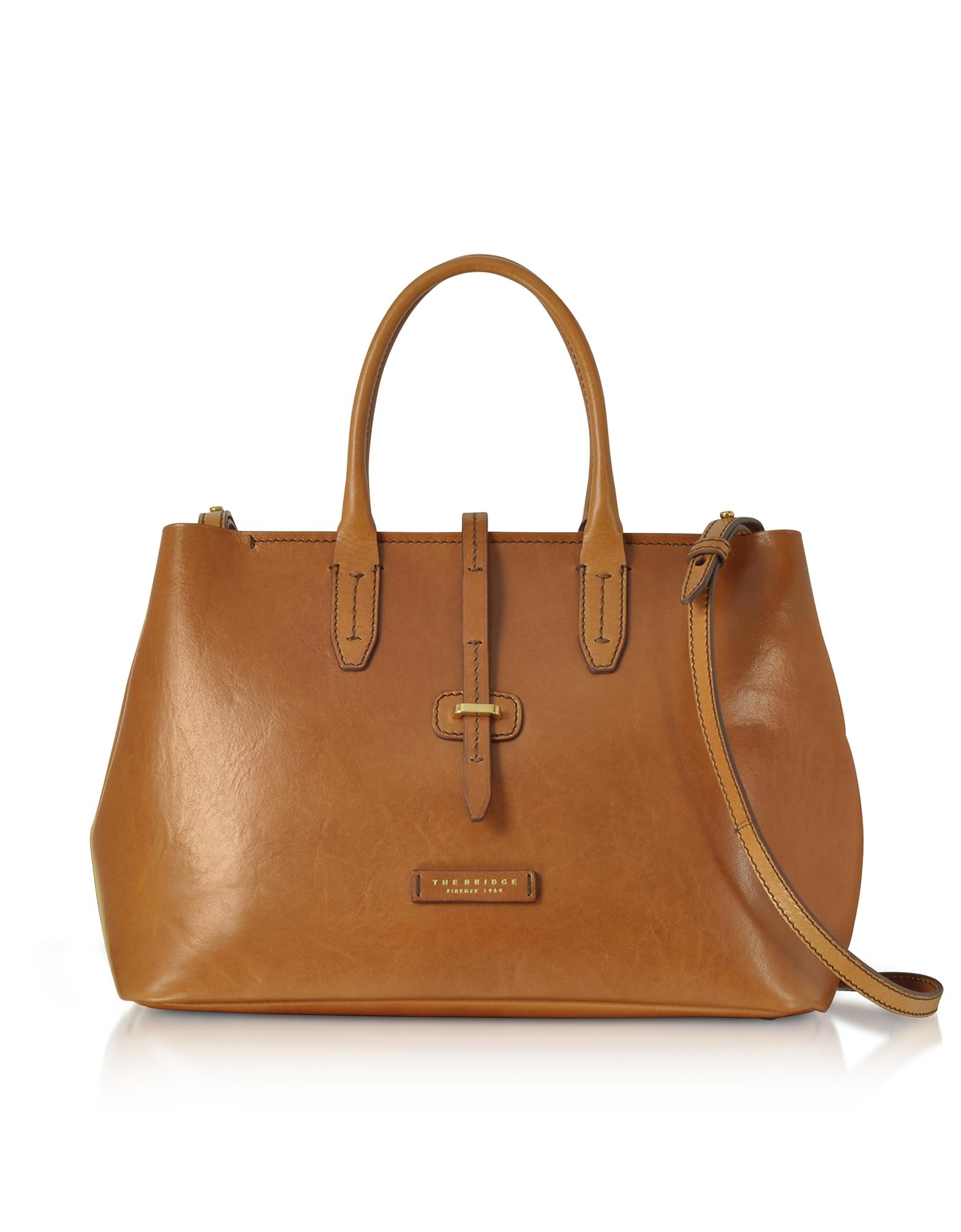 The Bridge Large Leather Tote Bag W/shoulder Strap in Cognac (Brown) - Lyst