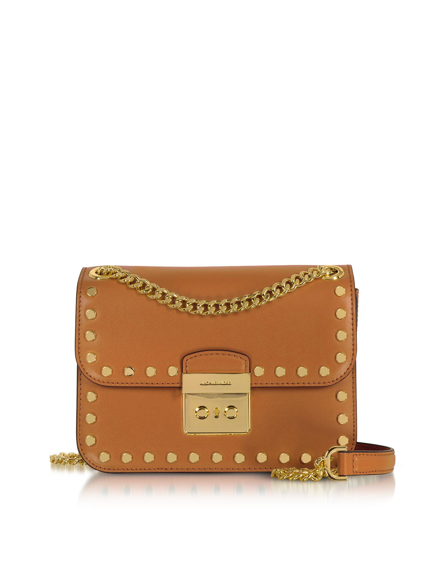 Michael Kors Sloan Editor Medium Acorn Leather Chain Shoulder Bag in