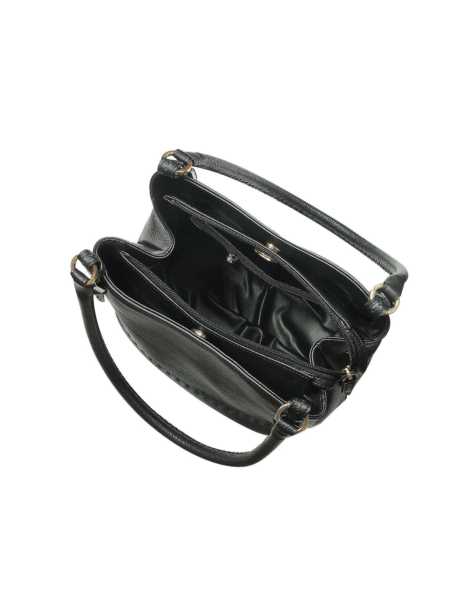 Lyst - Fontanelli Black Stiched Soft Leather Handbag in Black