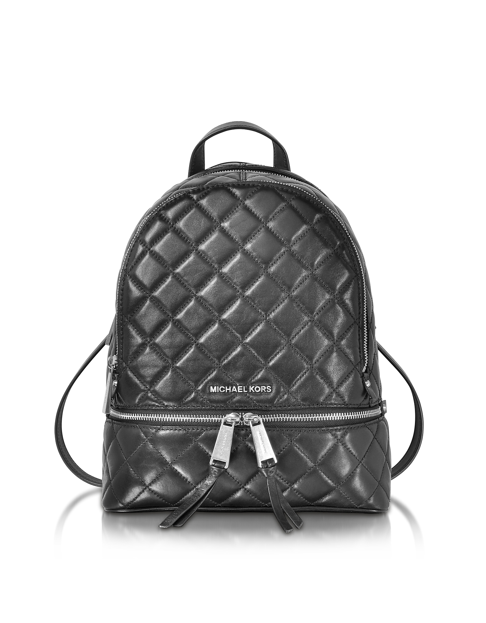 Michael Kors Rhea Zip Black Quilted Leather Medium Backpack Lyst