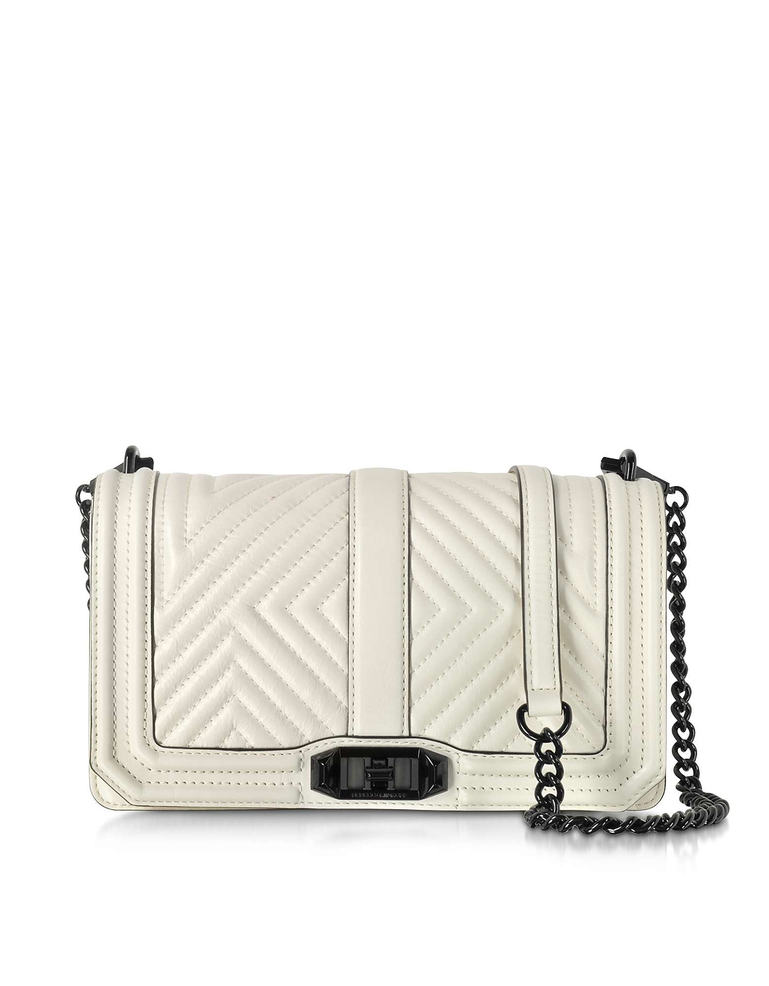 Rebecca minkoff Antique White Leather Geo Quilted Love Crossbody Bag in White | Lyst