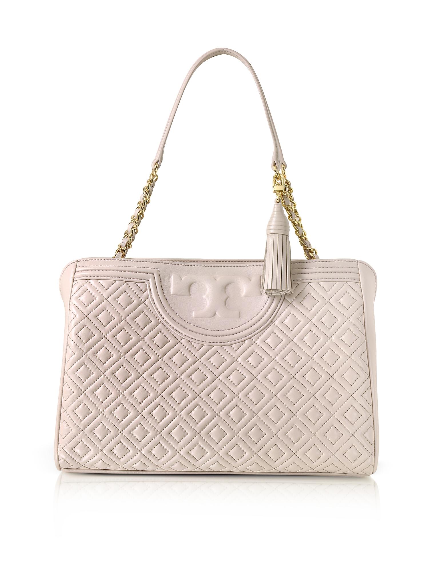 Tory burch Fleming Quilted Leather Open Shoulder Bag in Pink Lyst