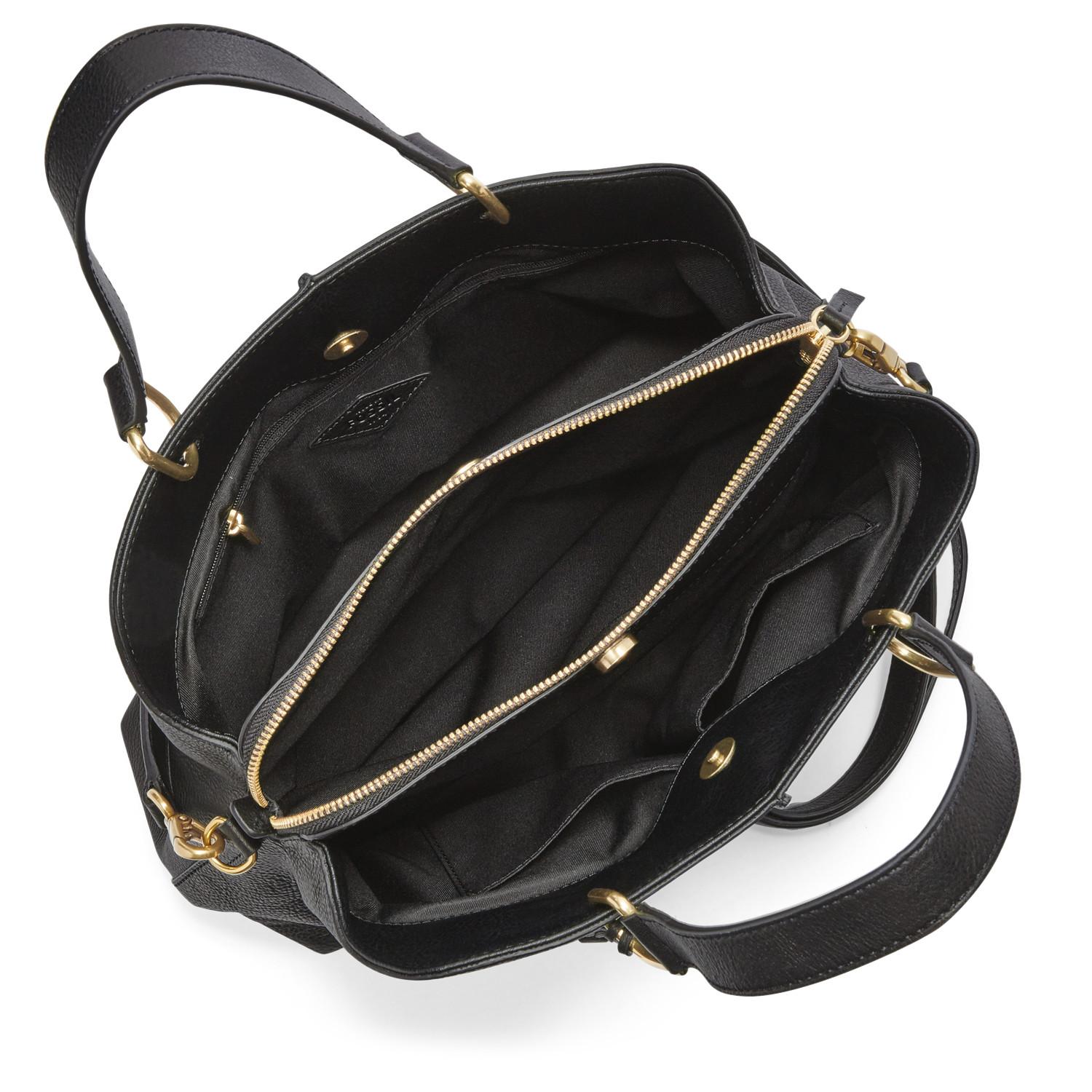 Fossil Leather Lane Satchel Handbag Black Lyst