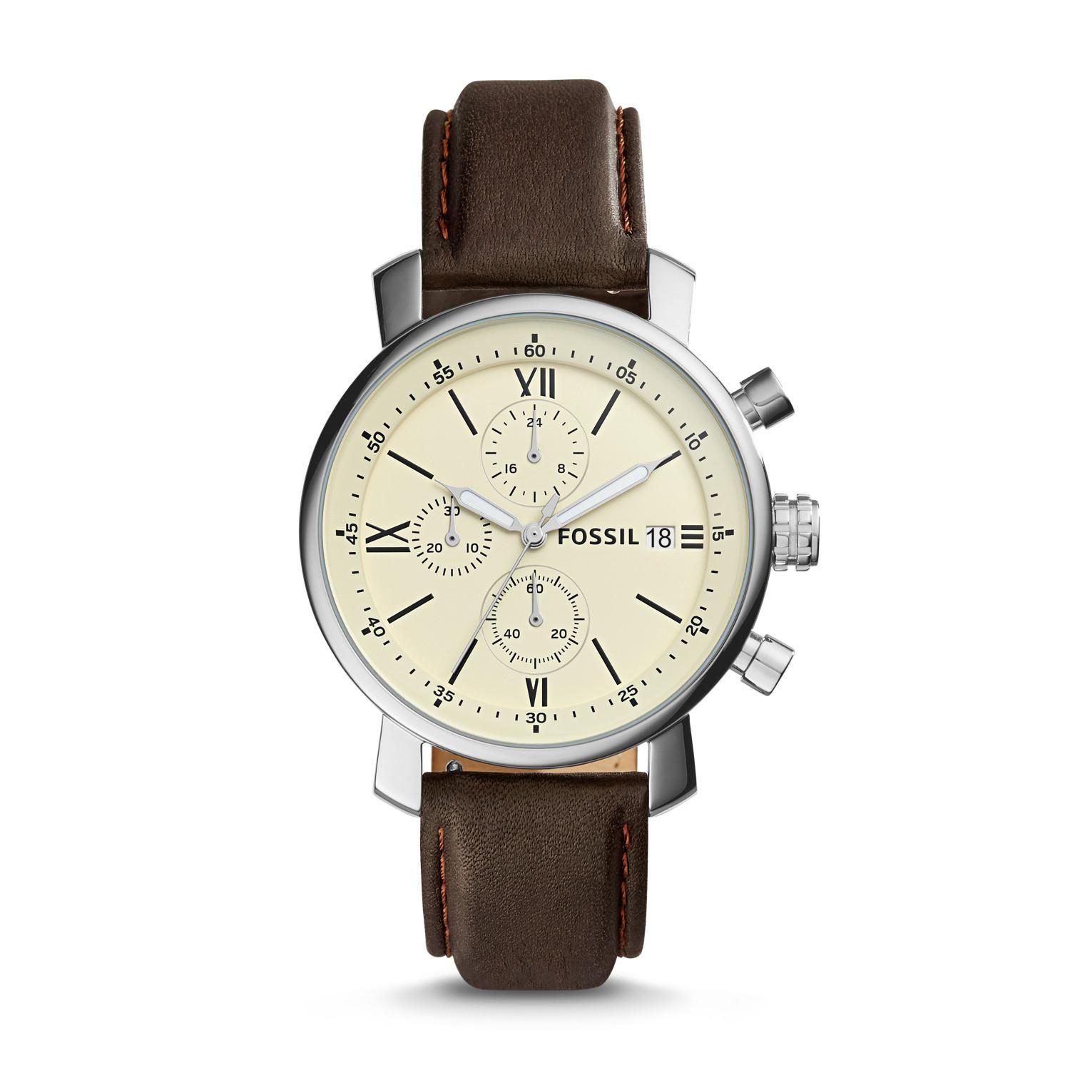 Fossil Rhett Chronograph Brown Leather Watch Jewelry for Men Lyst