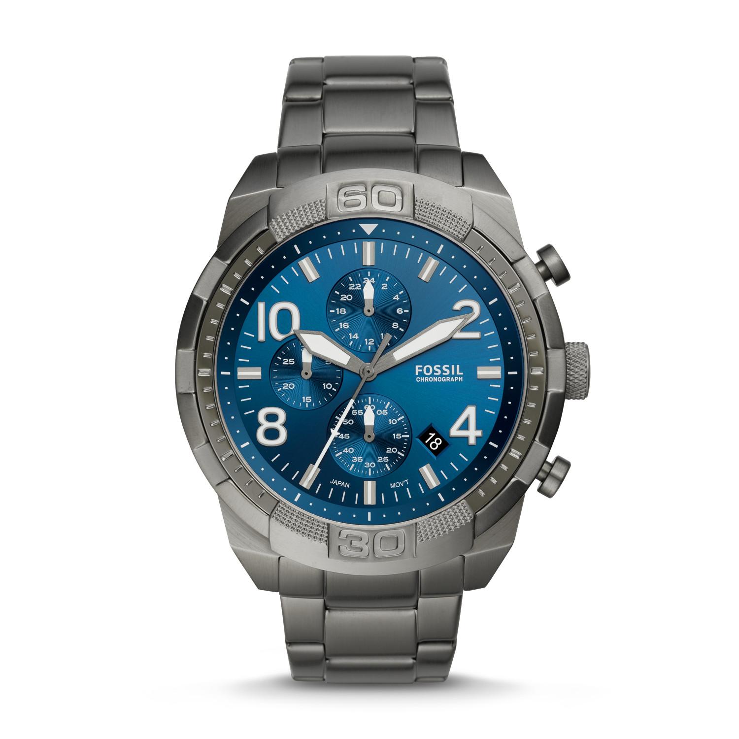 Fossil Bronson Chronograph Smoke Stainless Steel Watch for Men - Lyst Fossil Smoke Stainless Steel Watch