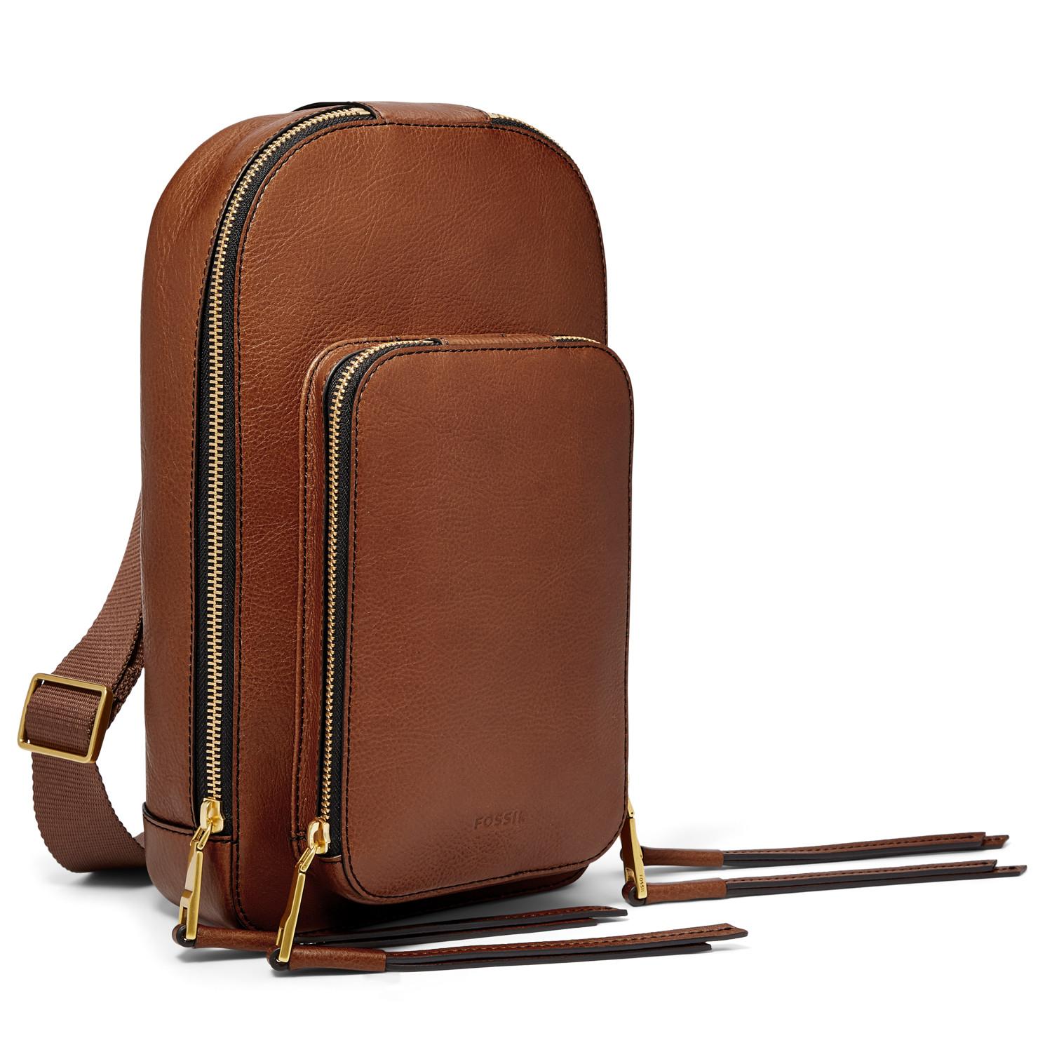 fossil sling bag leather