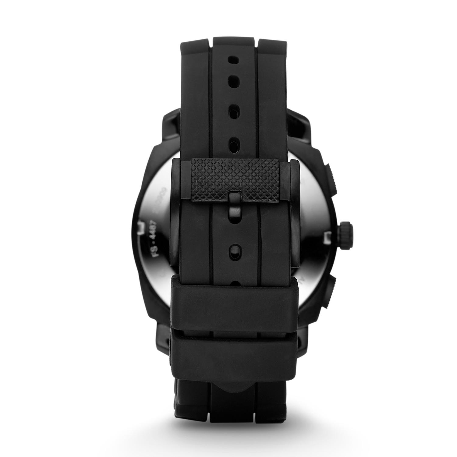 fossil machine chronograph black silicone watch