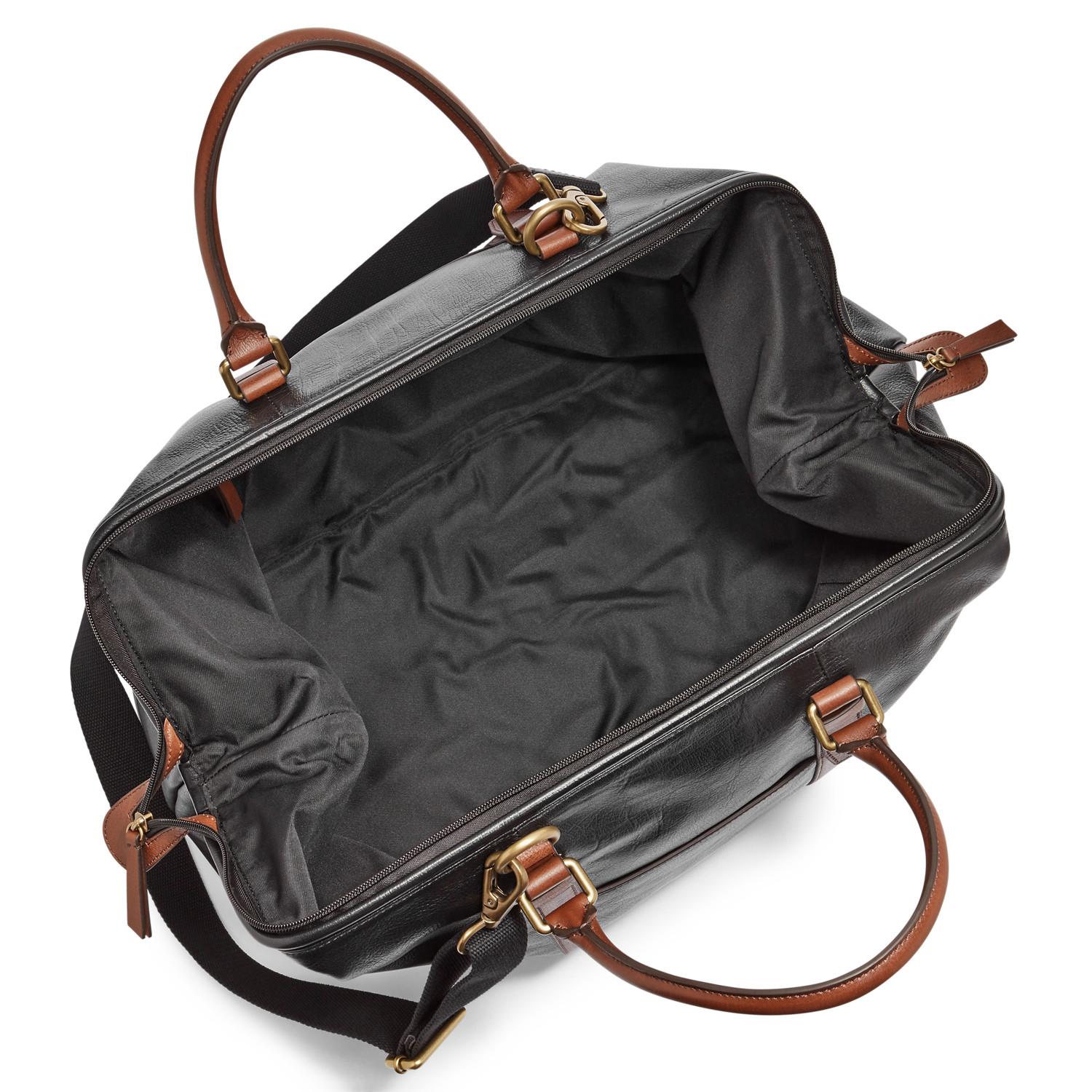 Fossil Leather Evan Duffle Bags Black 