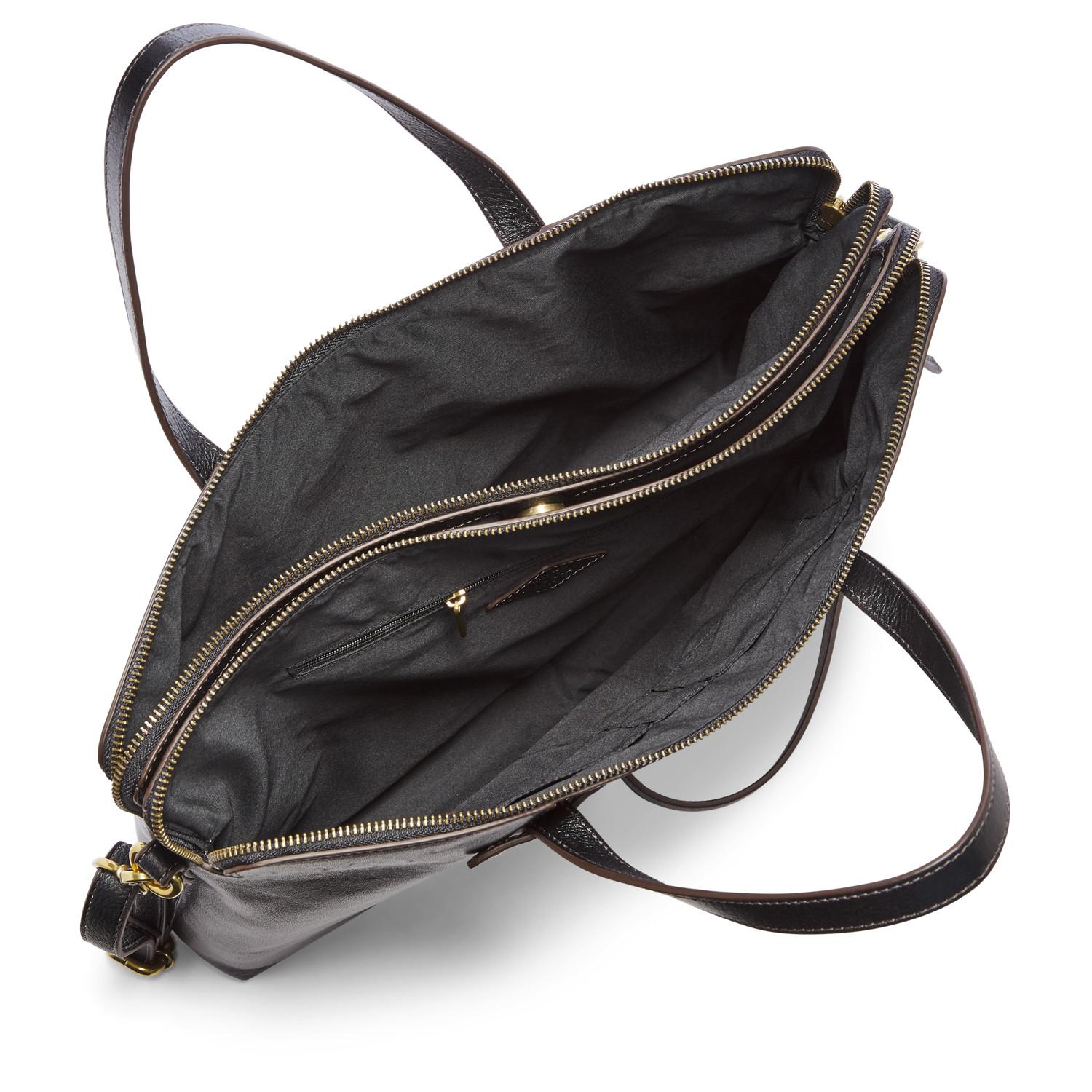 Fossil Leather Felicity Laptop Bag Handbags Black Lyst