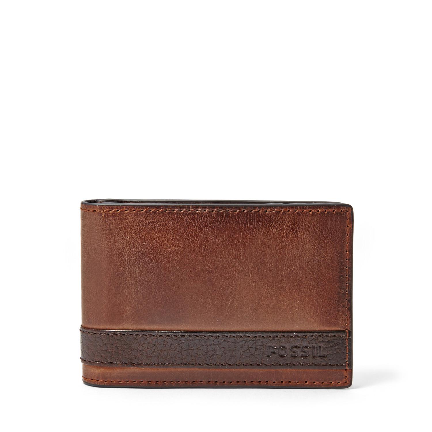 Fossil Leather Quinn Money Clip Bifold 