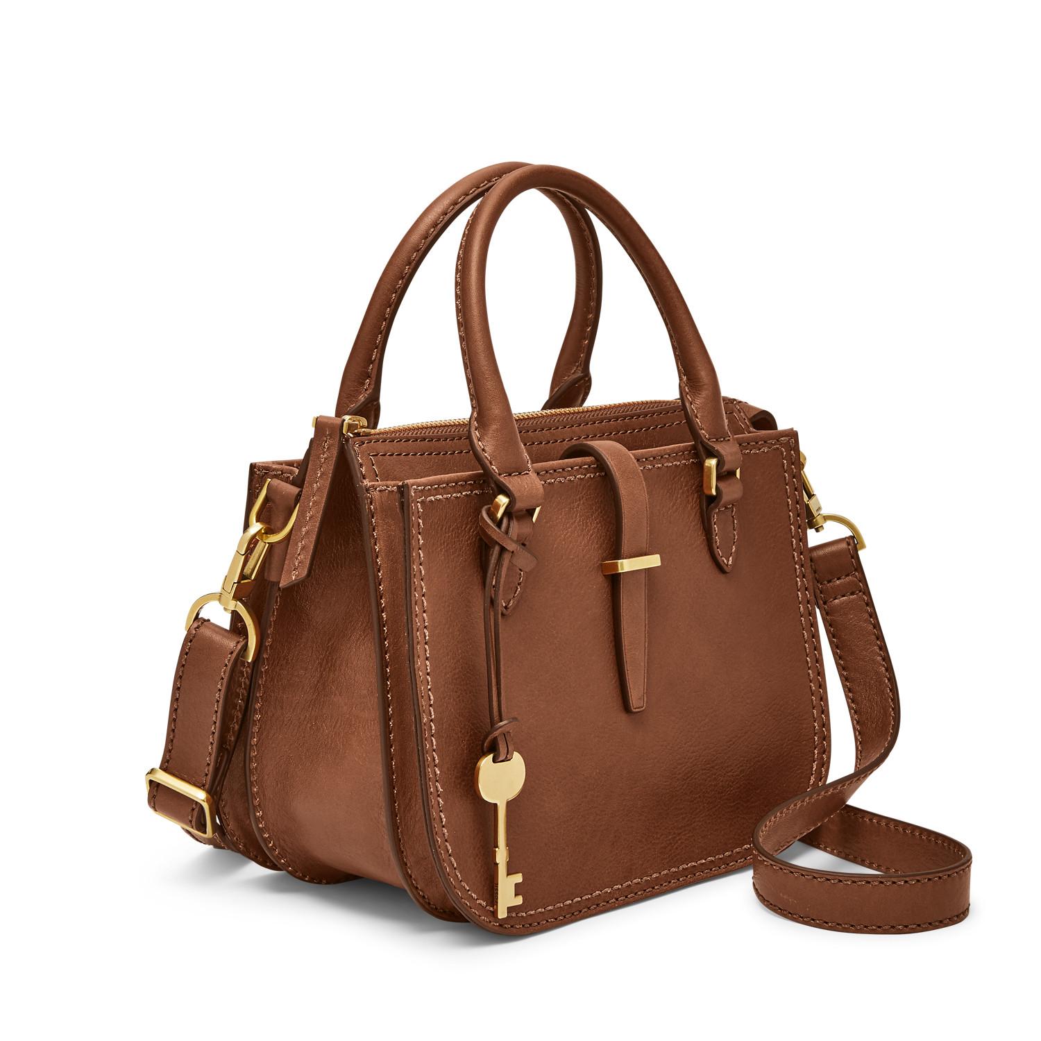 Fossil Leather Ryder Mini Satchel Handbags Brown - Lyst