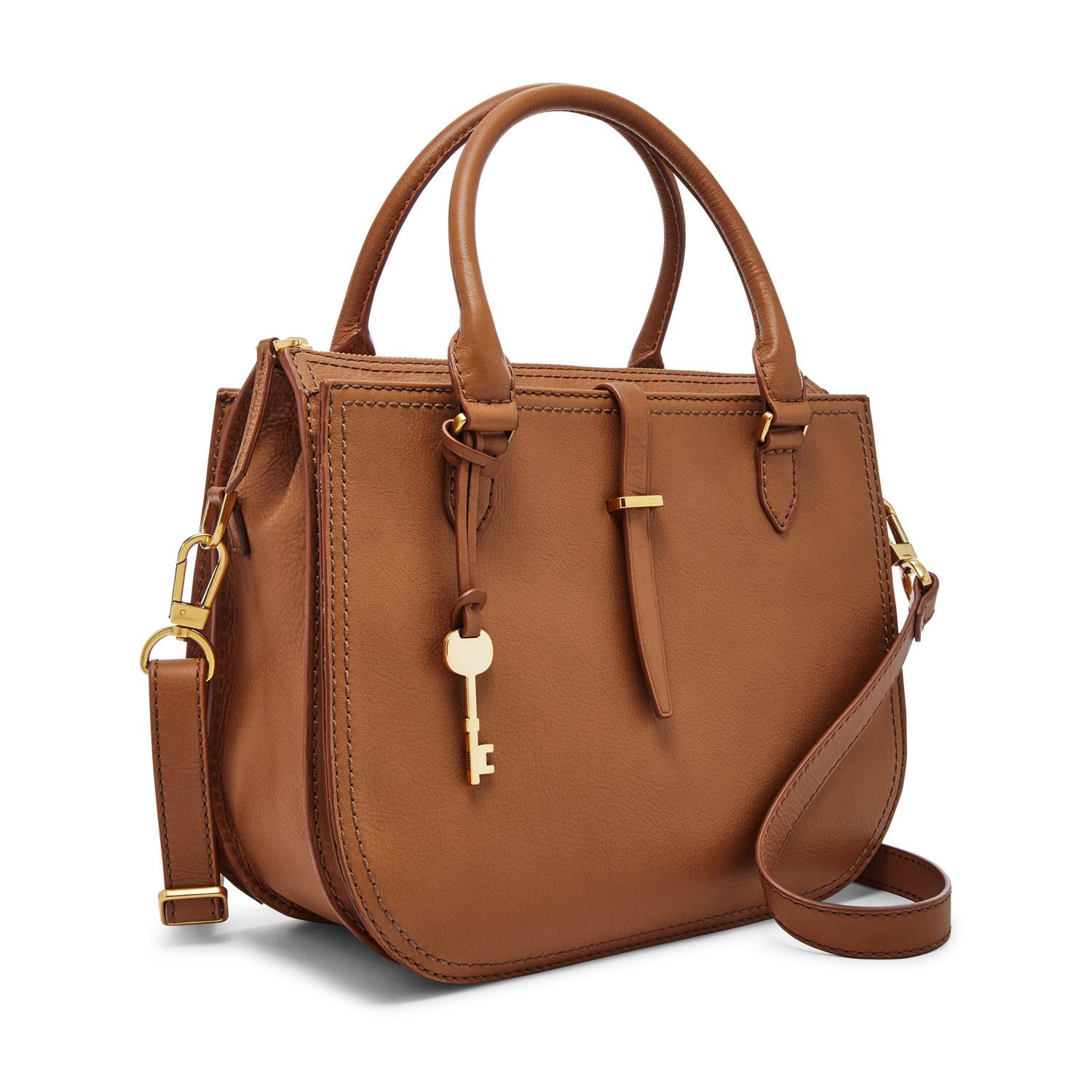 Fossil Leather Ryder Satchel Handbags Tan in Tan/Gold (Brown) - Lyst