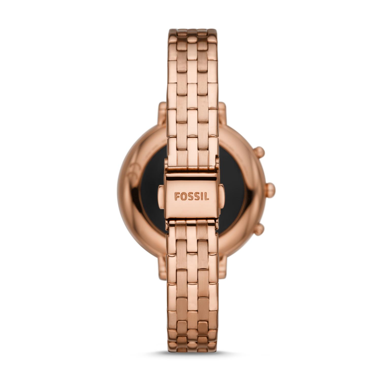 Fossil Leather Hybrid Smartwatch Hr Monroe Rose Goldtone Stainless