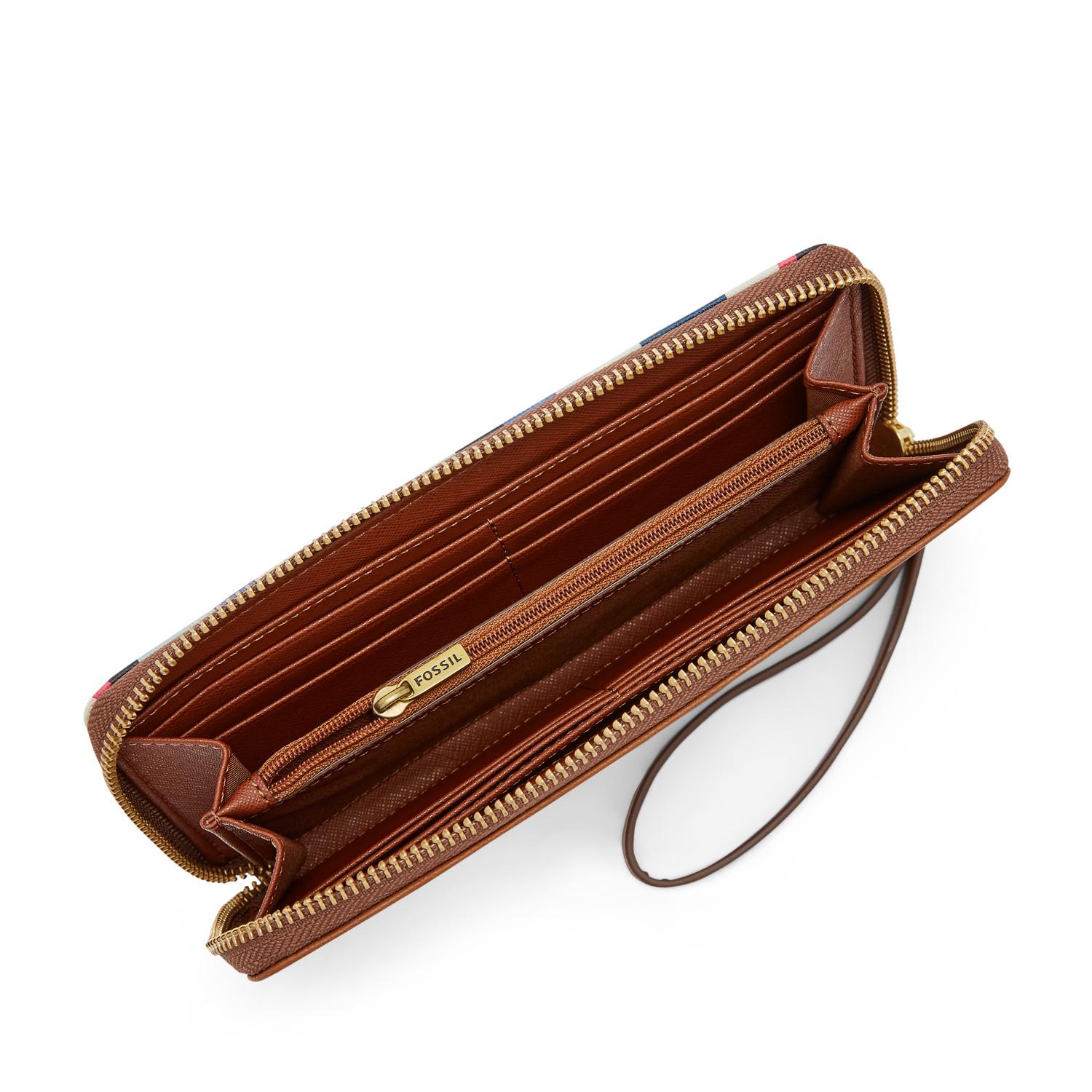 Fossil Jori Rfid Zip Clutch Wallet Navy Multi Stripe in Blue Lyst