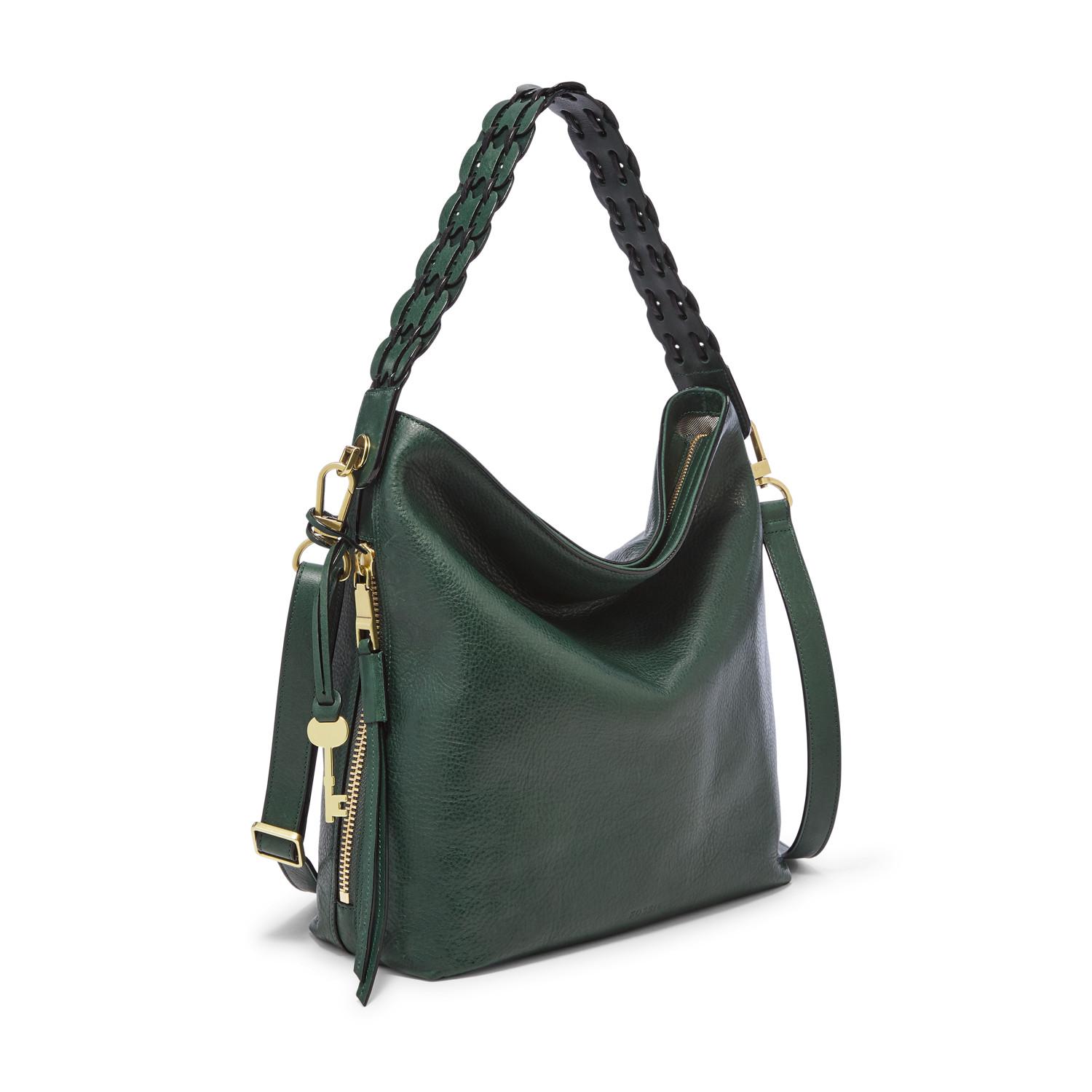Fossil Leather Maya Hobo Handbags Spruce in Green | Lyst