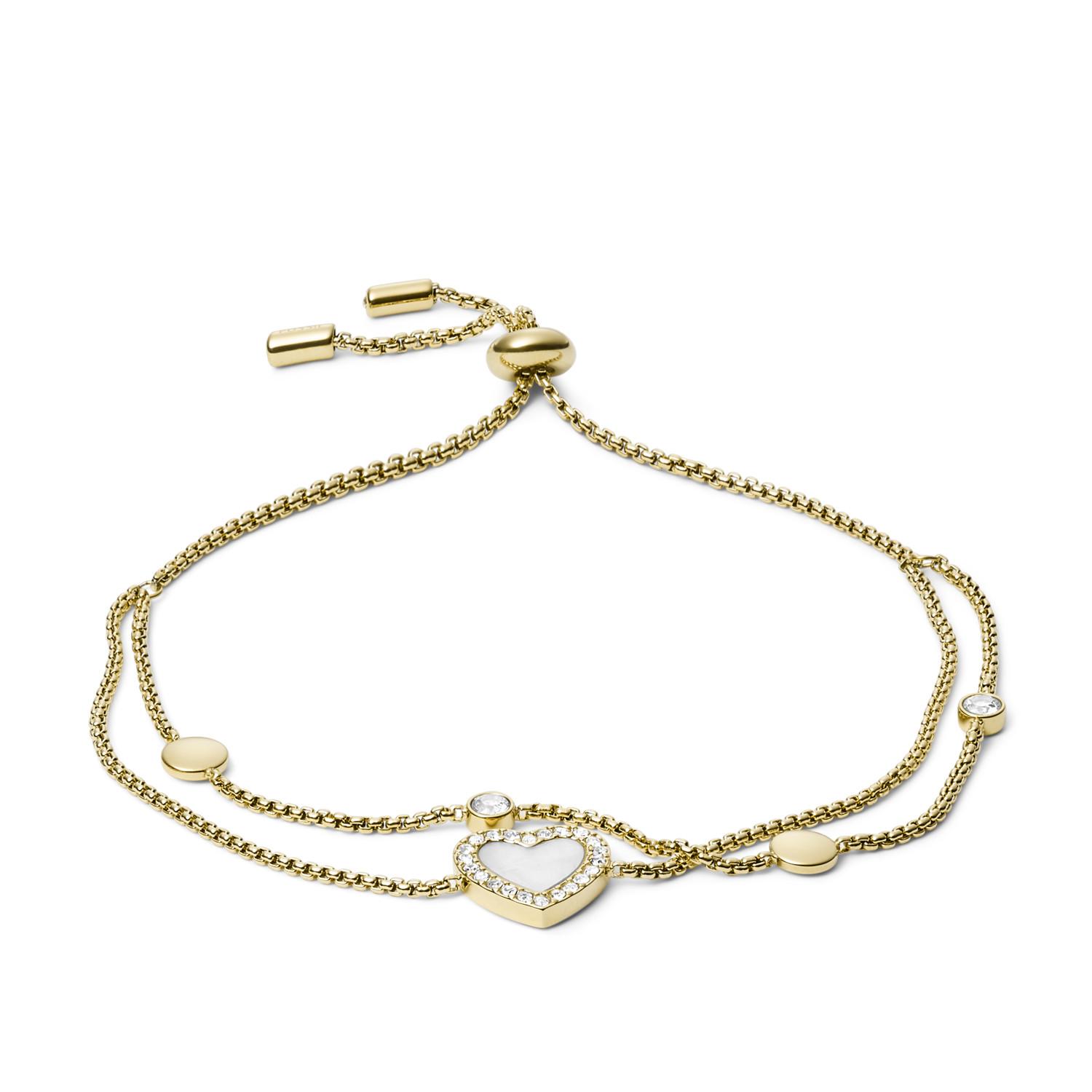 Fossil Heart Duo Goldtone Stainless Steel Bracelet Jewelry Jf03216710 in Metallic Lyst