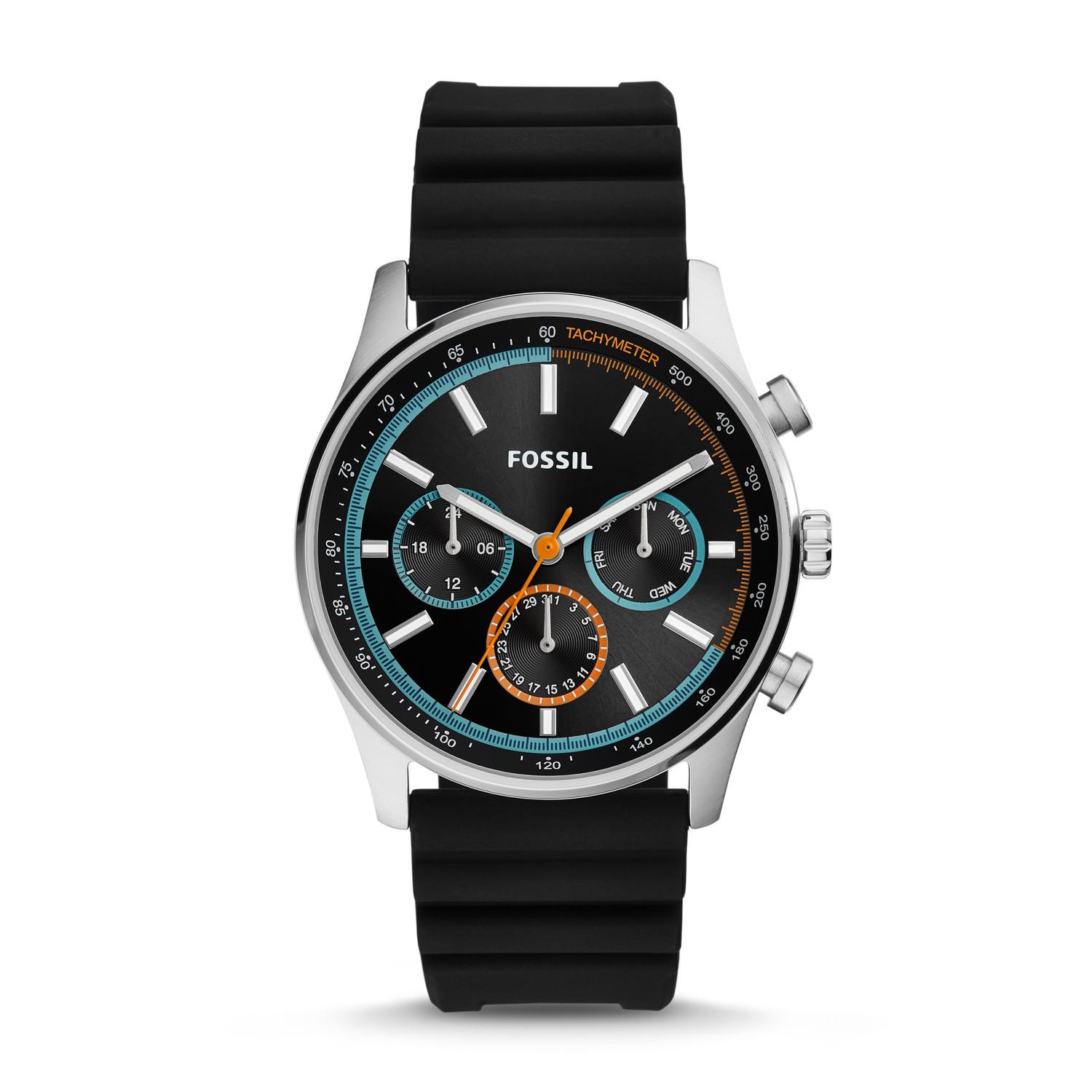 fossil black silicone watch