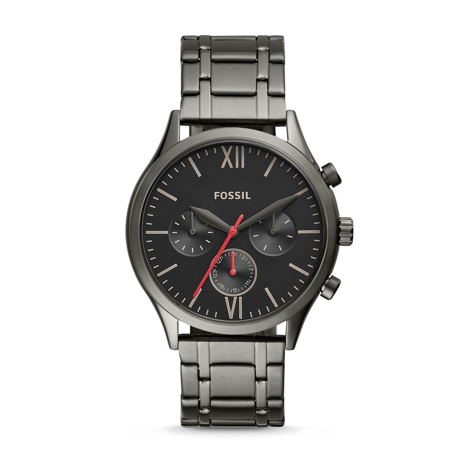Fossil Satin Fenmore Midsize Multifunction Smoke Stainless Steel Watch