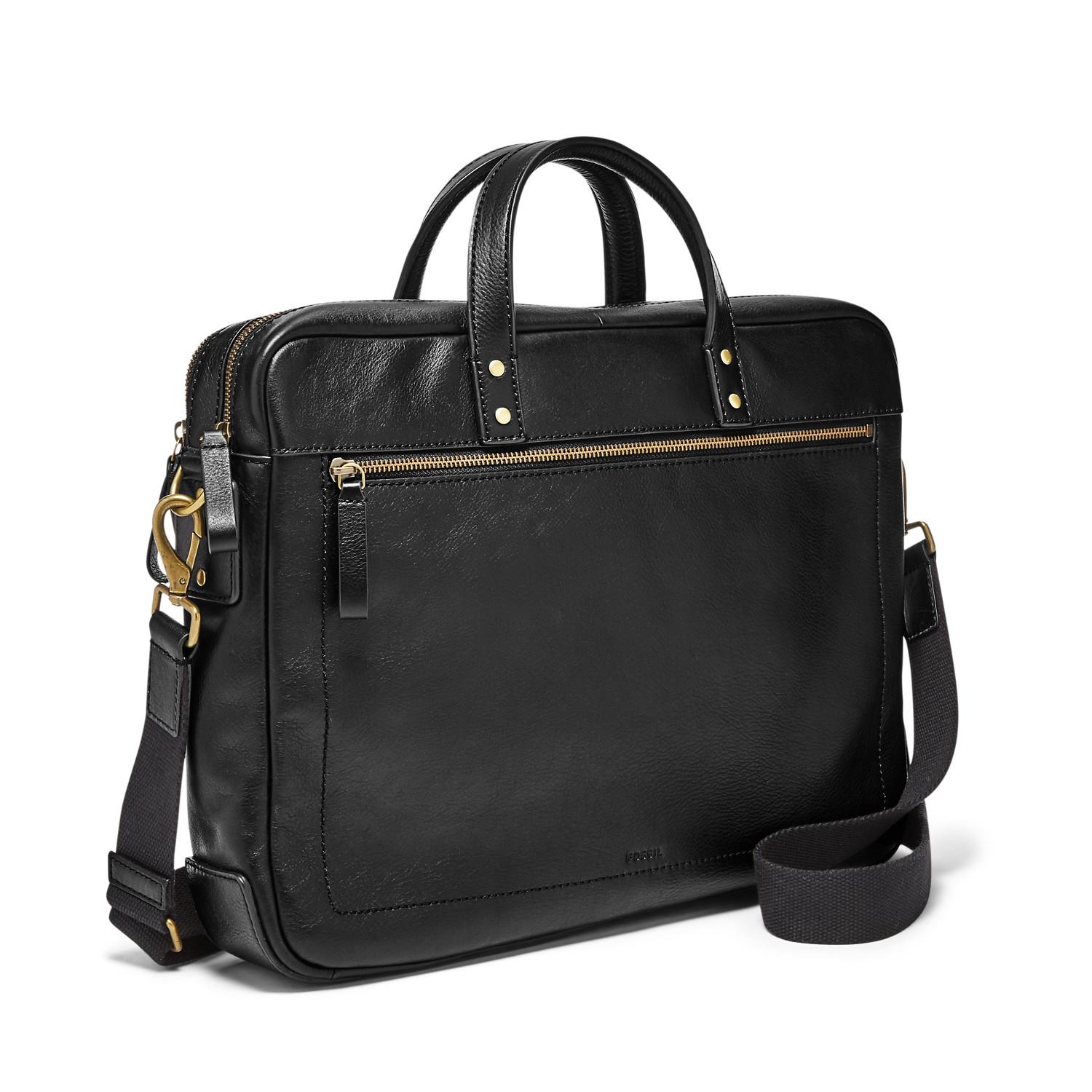 Fossil Leather Haskell Double Zip Workbag Bag Black for Men Lyst