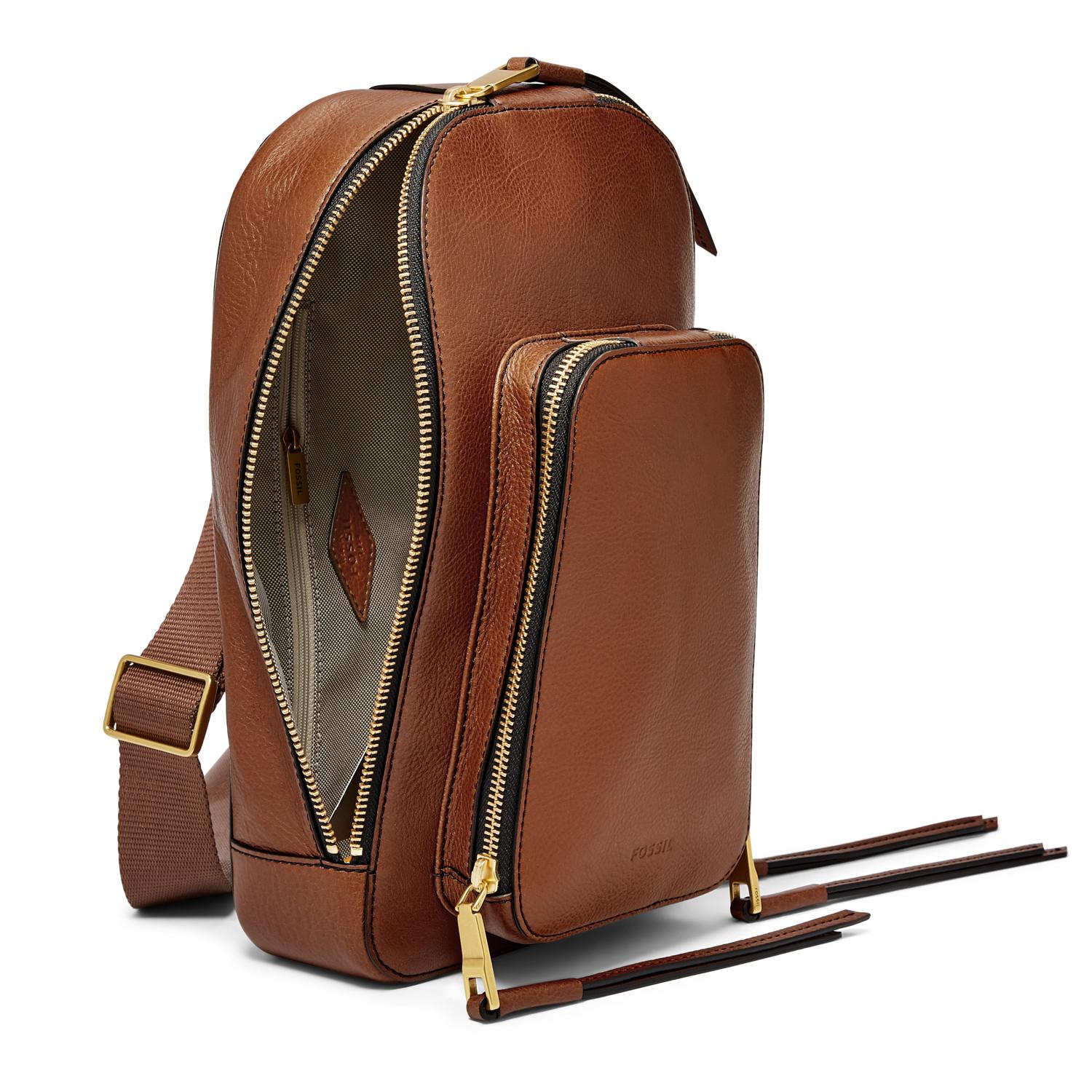 fossil sling bag leather