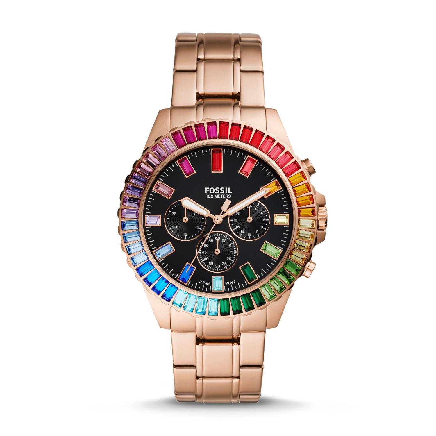 fossil hybrid rose gold