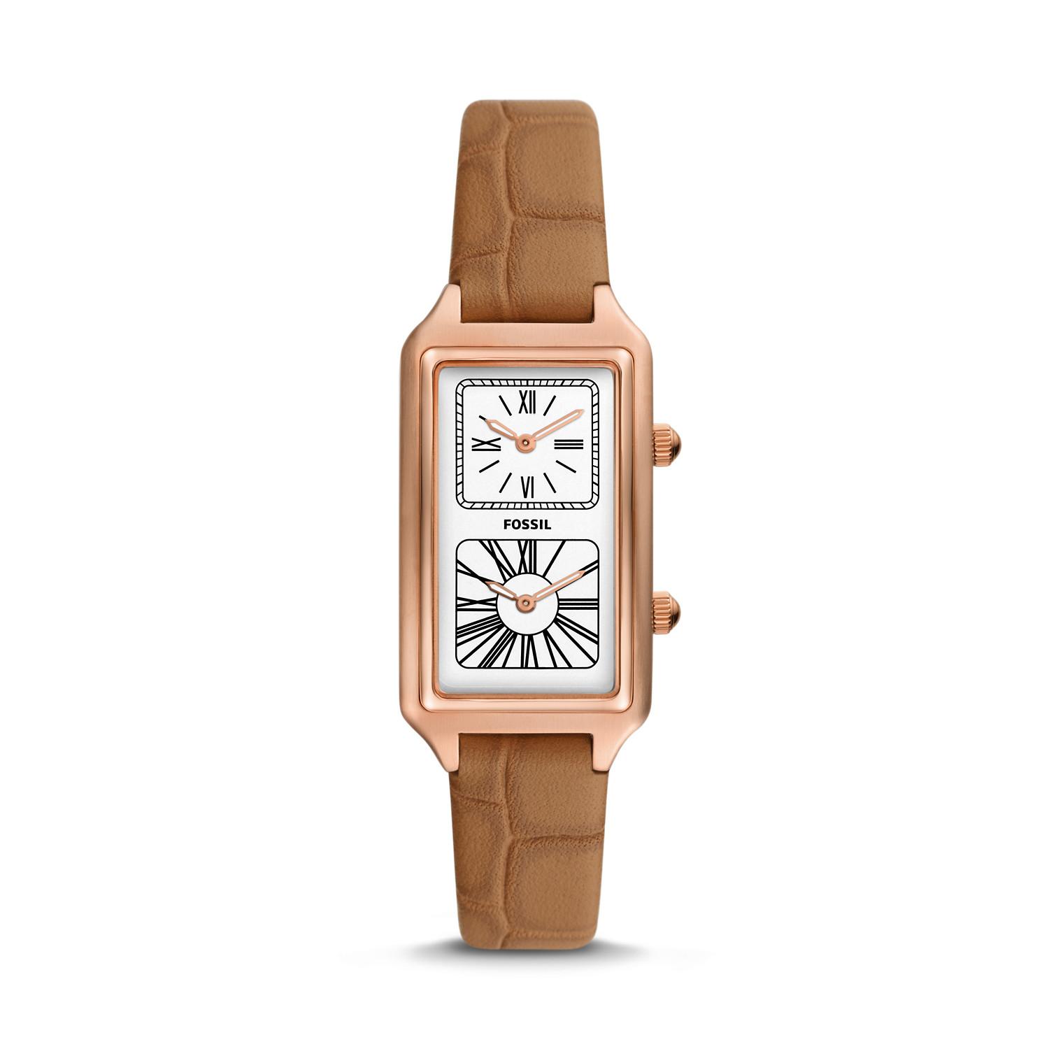 Fossil Raquel Dual Time Brown Sugar Eco Leather Watch | Lyst