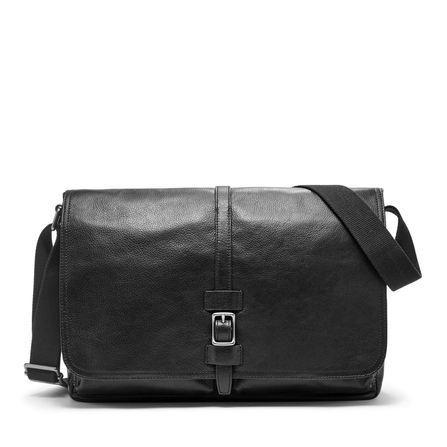 Fossil Leather Kenton Messenger Bag Sbg1248001 in Black for Men - Lyst