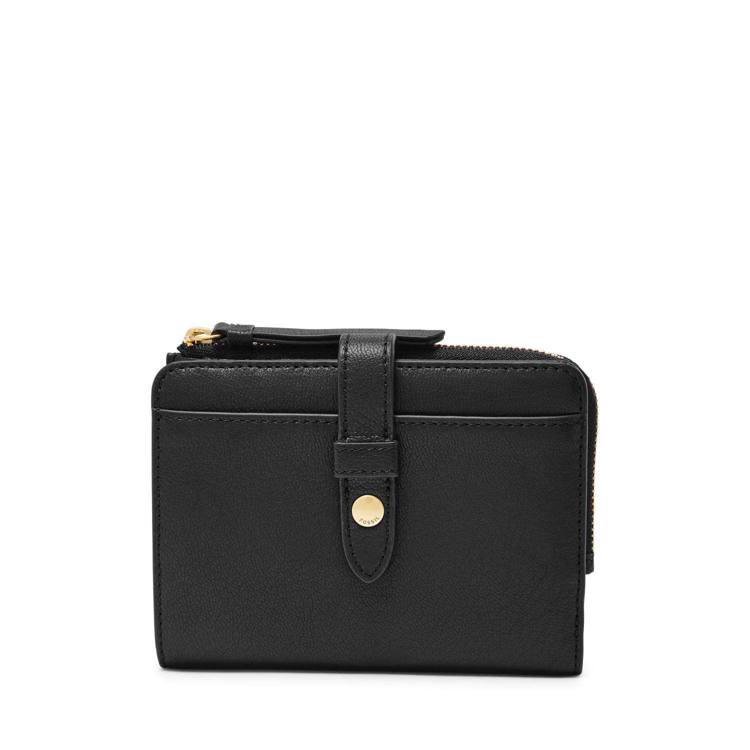 Fossil Fiona Leather Multifunction Wallet in Black/Gold (Black) - Lyst