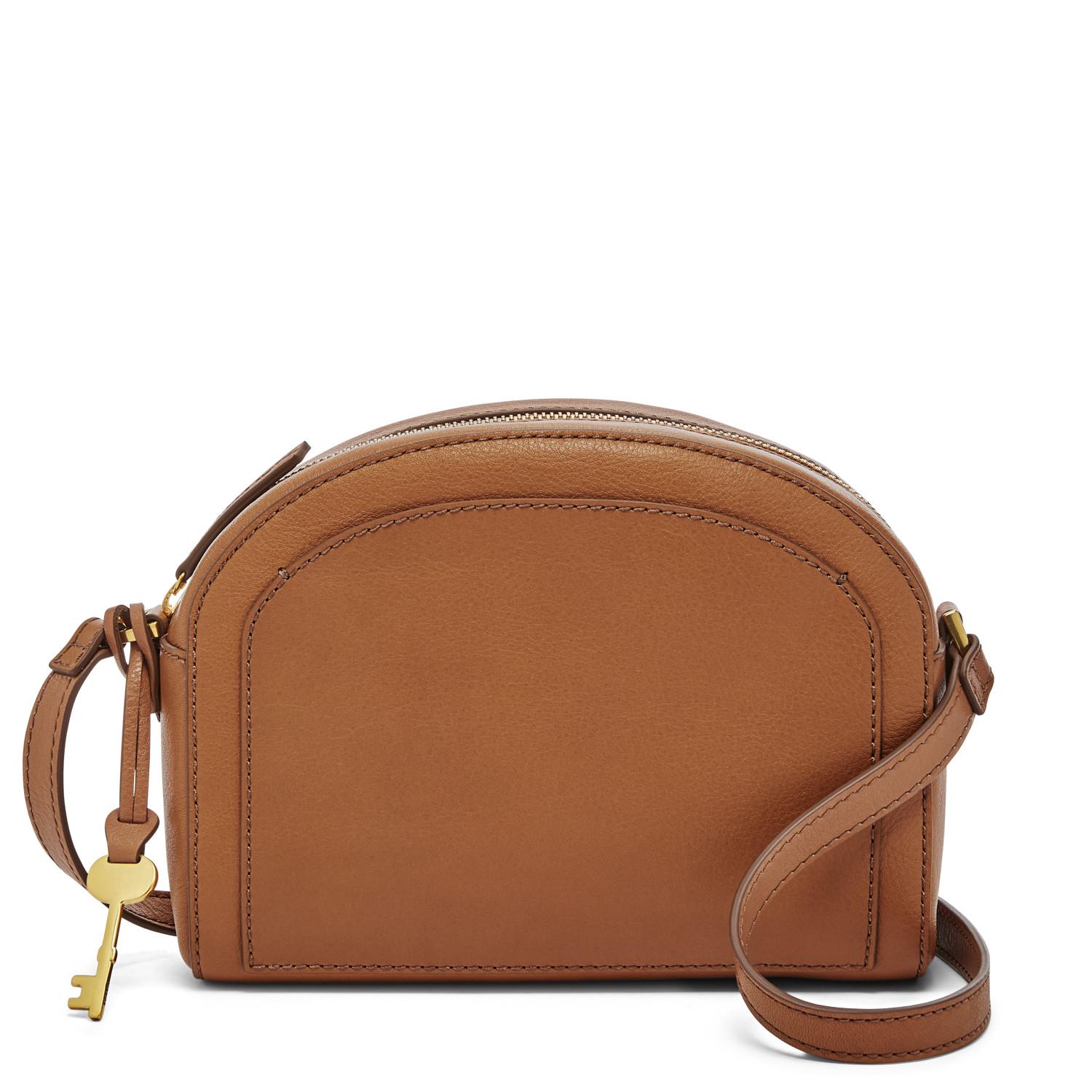 Fossil Leather Chelsea Halfmoon Zip Crossbody in Tan (Brown) Lyst