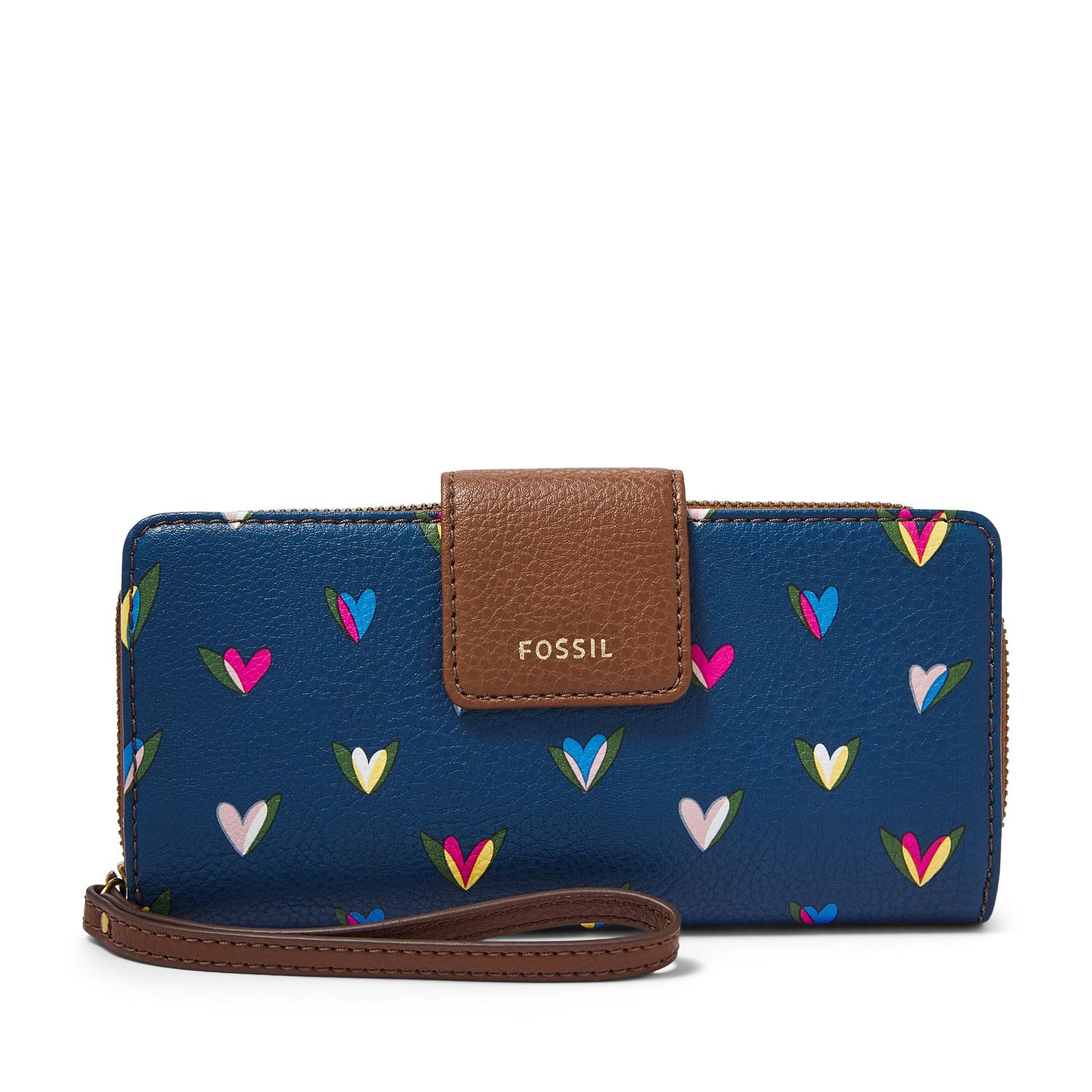 fossil madison zip clutch black