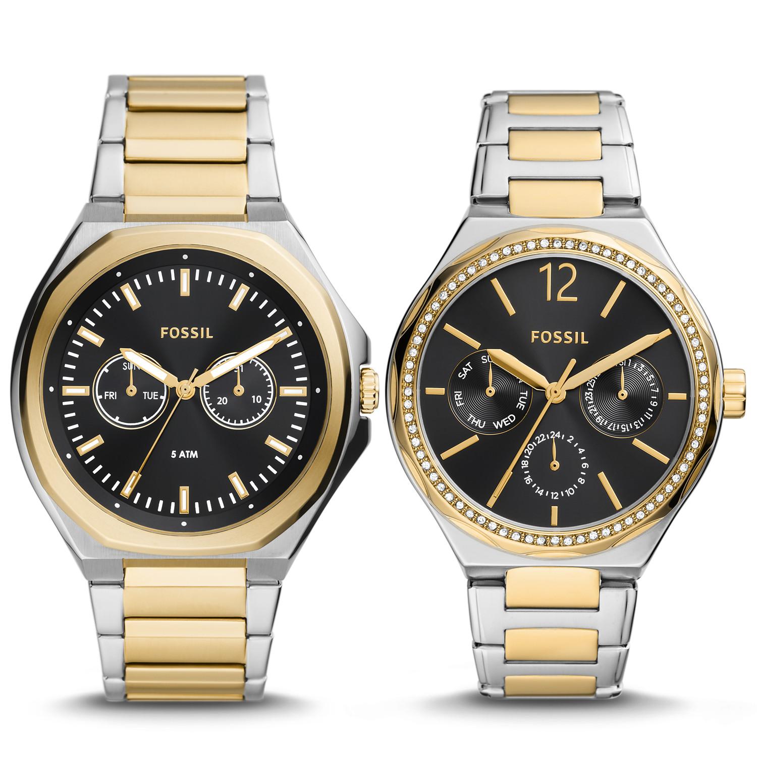 Fossil His And Hers Multifunction Twotone Stainless Steel Watch in