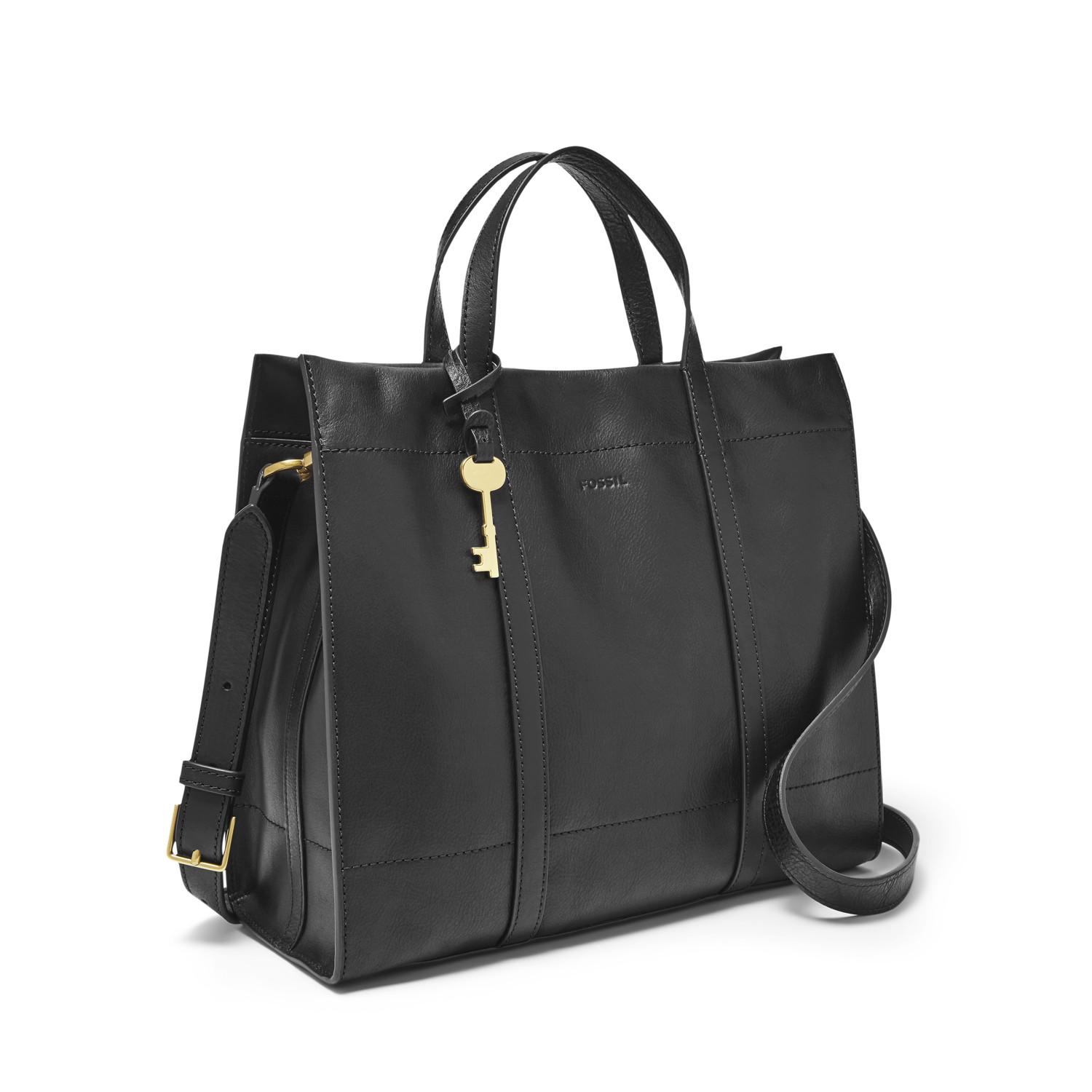 Fossil Leather Carmen Shopper Handbags Black - Lyst