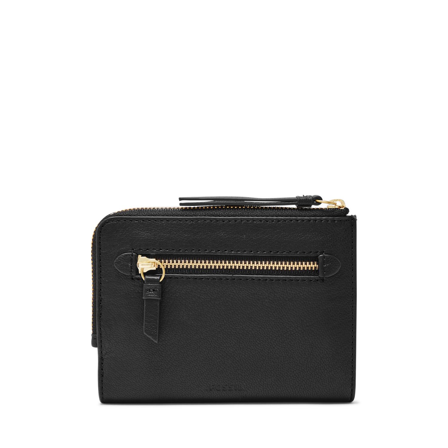 Fossil Fiona Leather Multifunction Wallet in Black/Gold (Black) - Lyst